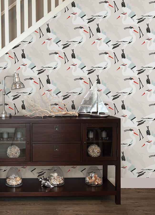 Coastal Wings Tan Peel and Stick Wallpaper - York Wallcoverings - NUS6500 - York Wallcoverings Wallpaper