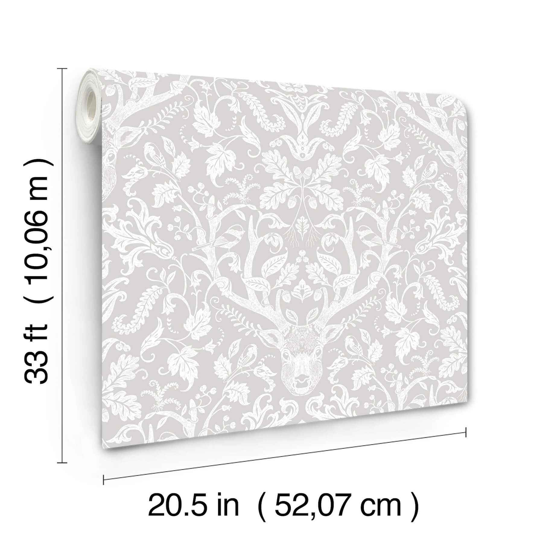 Kiwassa Grey Antler Damask Wallpaper - York Wallcoverings - 4169-12701 - York Wallcoverings Wallpaper