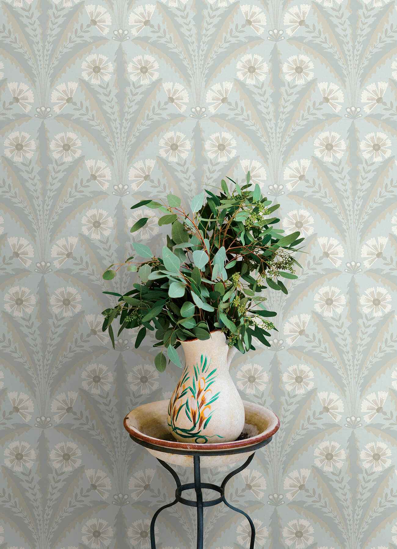 Tap Root Light Blue Floral Damask Wallpaper - York Wallcoverings - 4169-27602
