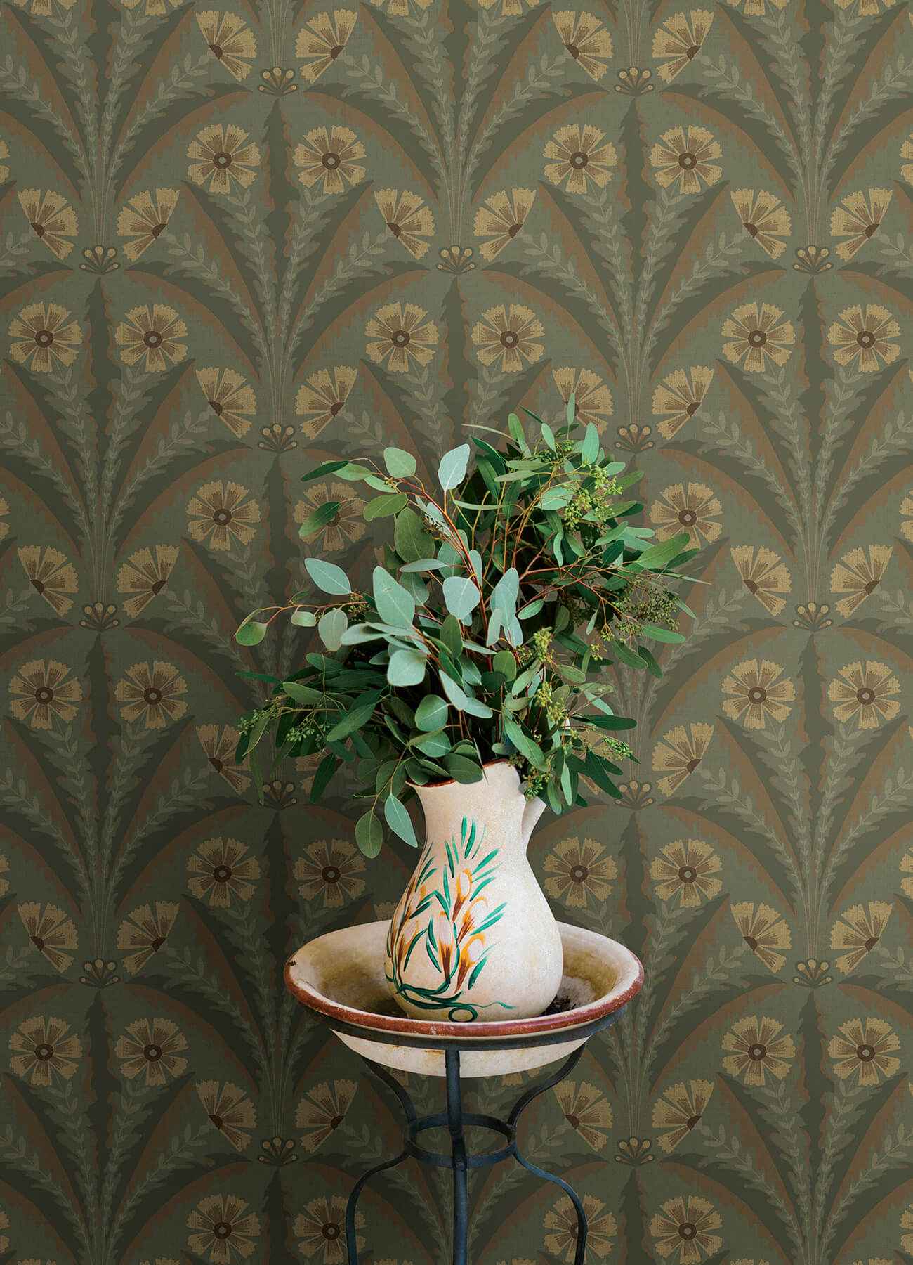 Tap Root Green Floral Damask Wallpaper - York Wallcoverings - 4169-27604