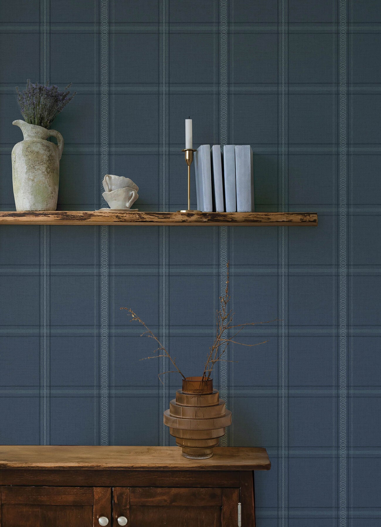 auberge-dark-blue-plaid-wallpaper-york-wallcoverings-4169-27605 - York Wallcoverings Wallpaper