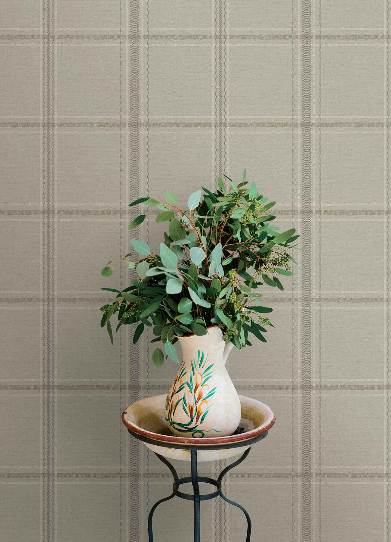 Auberge Taupe Plaid Wallpaper - York Wallcoverings - 4169-27608 - York Wallcoverings Wallpaper