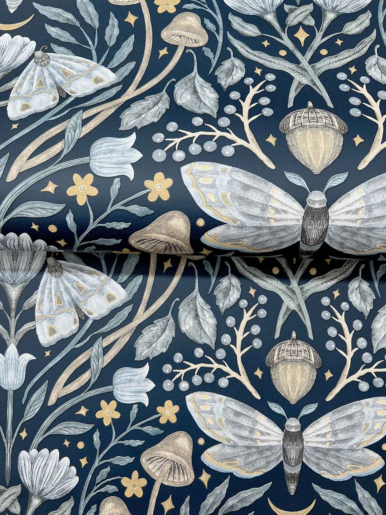 Mystic Moth Navy Forest Magic Wallpaper - York Wallcoverings - 4169-83118 - York Wallcoverings Wallpaper
