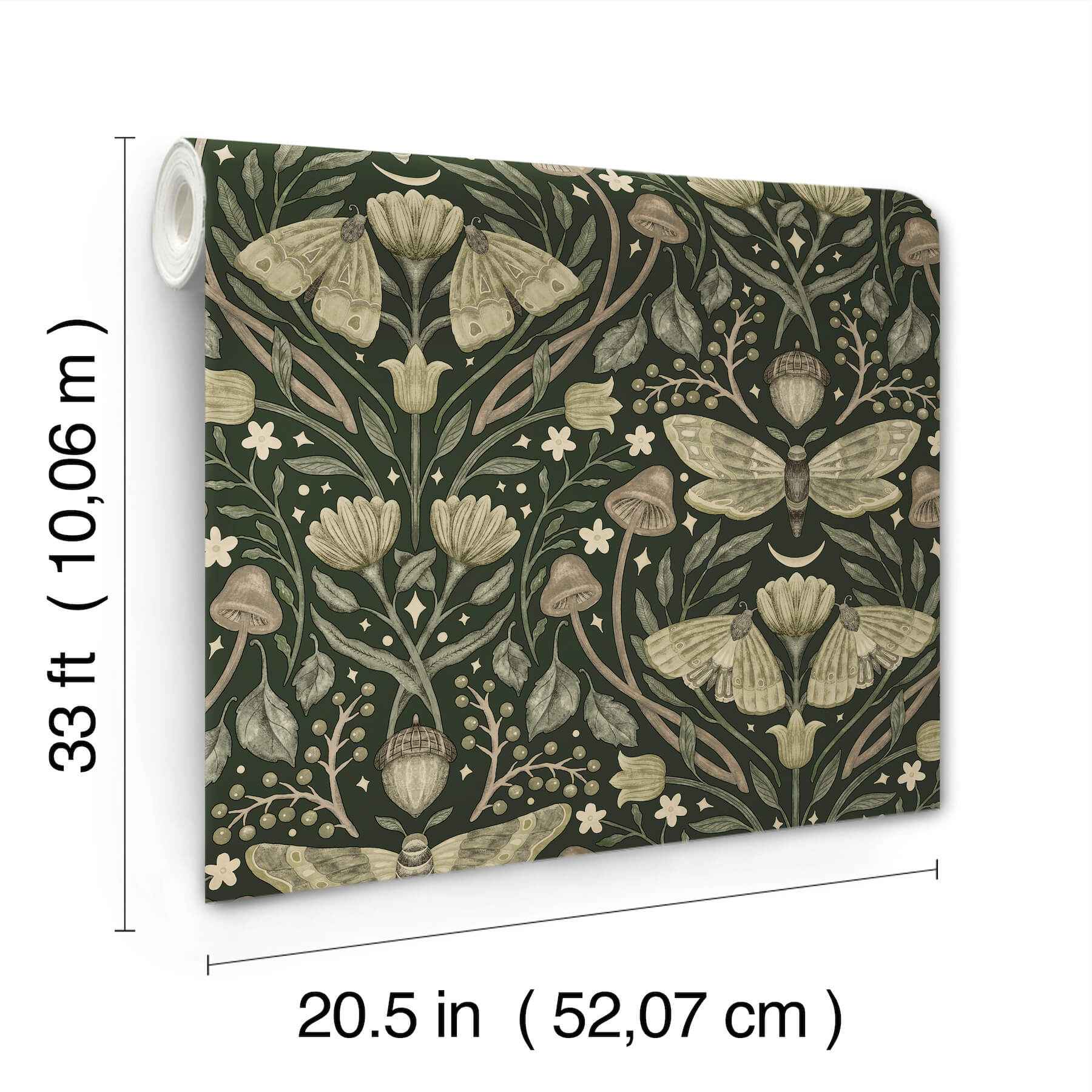 Mystic Moth Dark Green Forest Magic Wallpaper - York Wallcoverings - 4169-83120 - York Wallcoverings Wallpaper