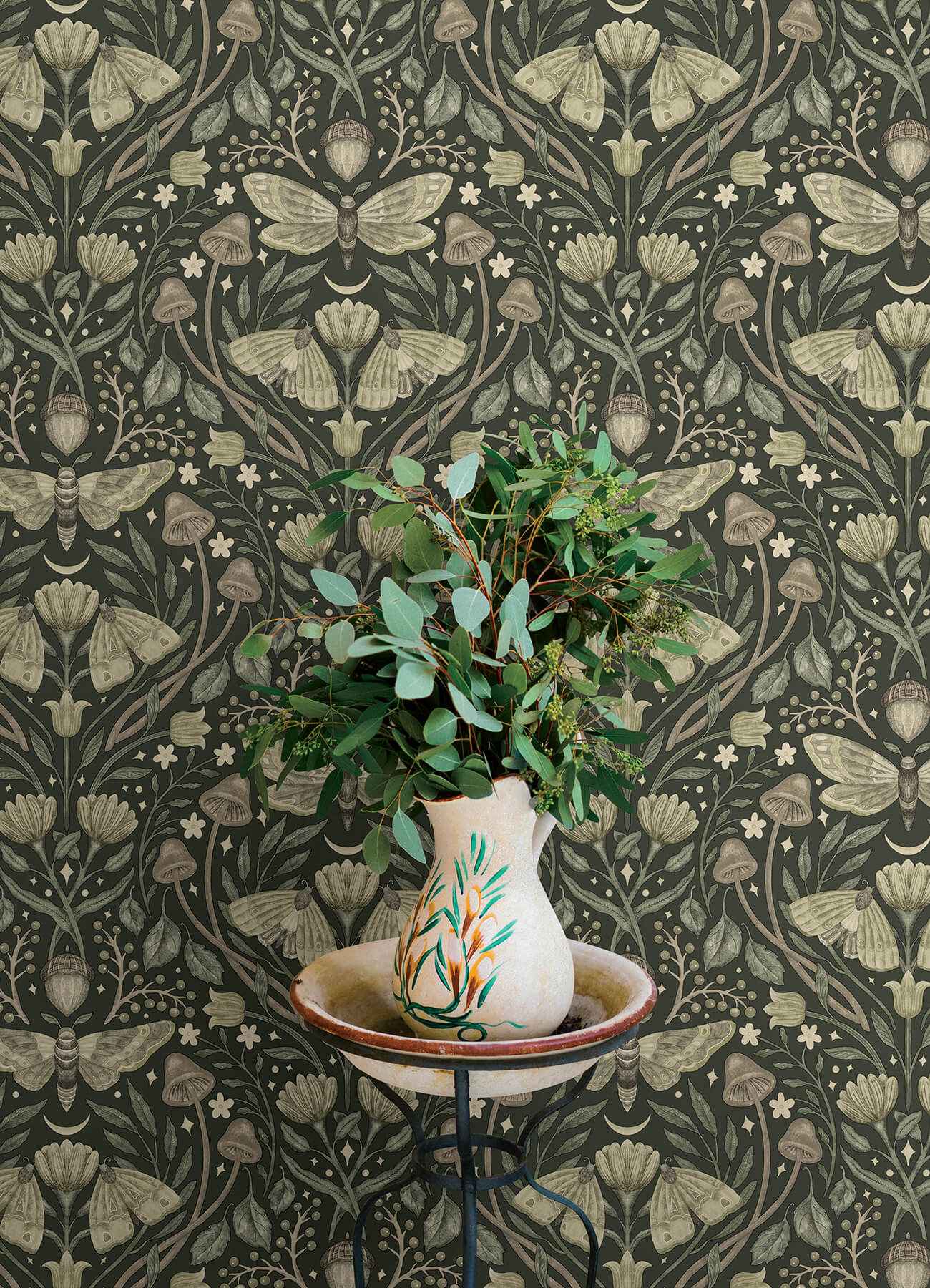 Mystic Moth Dark Green Forest Magic Wallpaper - York Wallcoverings - 4169-83120