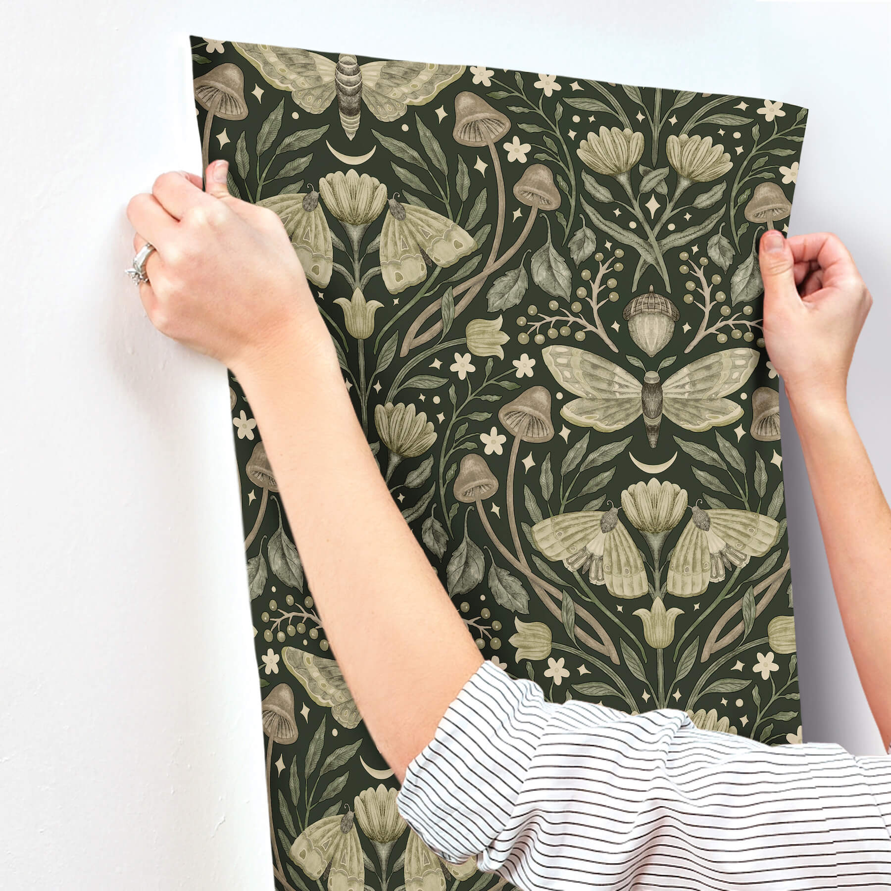 mystic-moth-dark-green-forest-magic-wallpaper-york-wallcoverings-4169-83120 - York Wallcoverings Wallpaper
