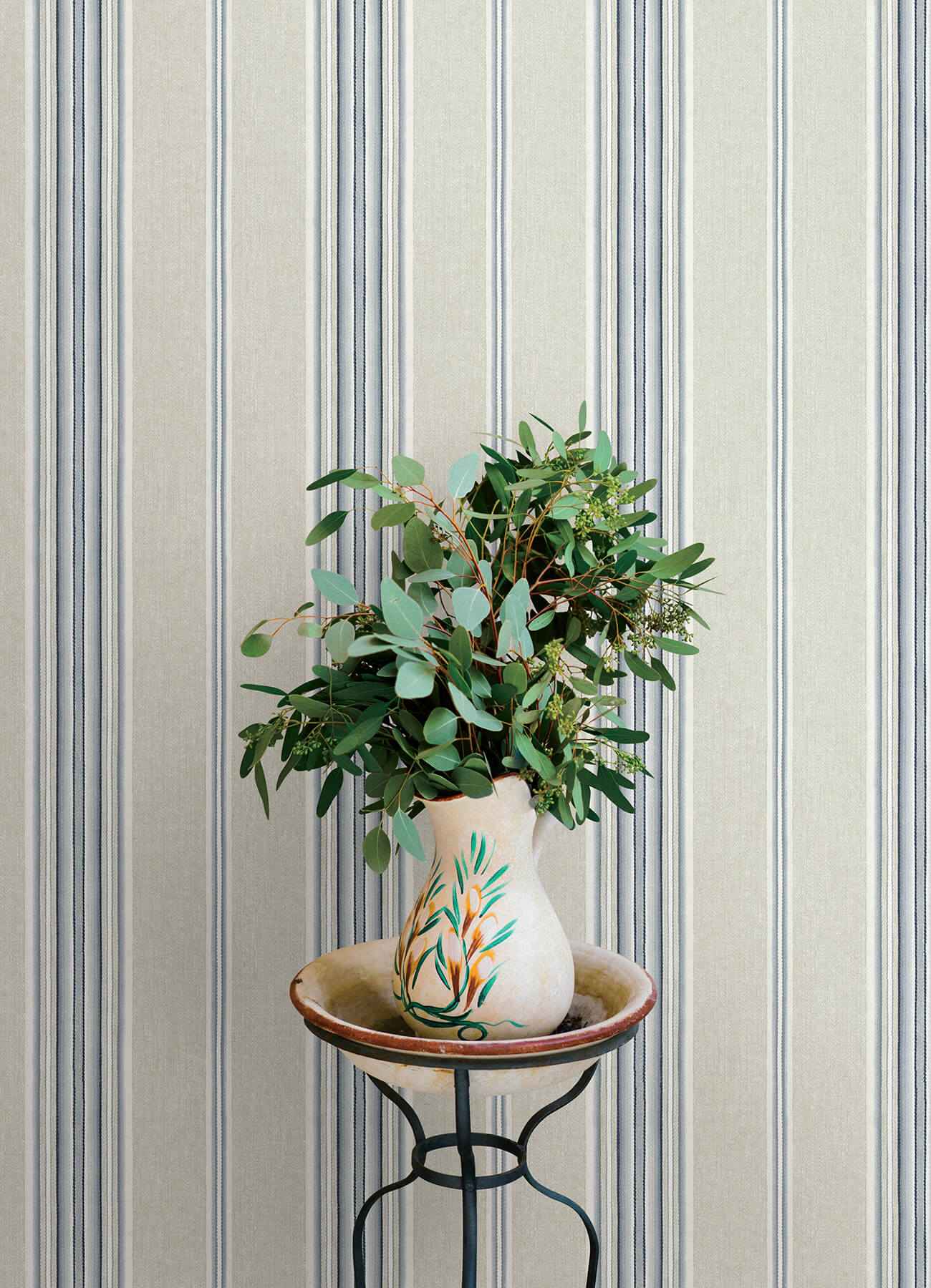 Calvados Blue Linen Stripe Wallpaper - York Wallcoverings - 4169-83123 - York Wallcoverings Wallpaper