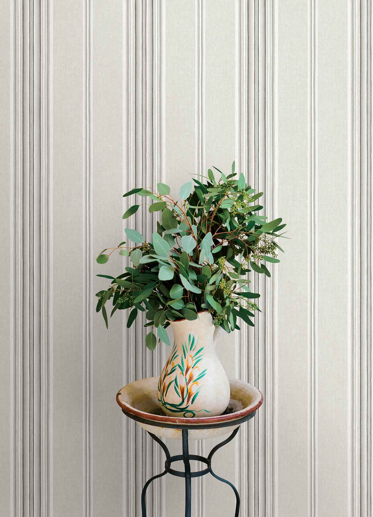 Calvados Grey Linen Stripe Wallpaper - York Wallcoverings - 4169-83124 - York Wallcoverings Wallpaper