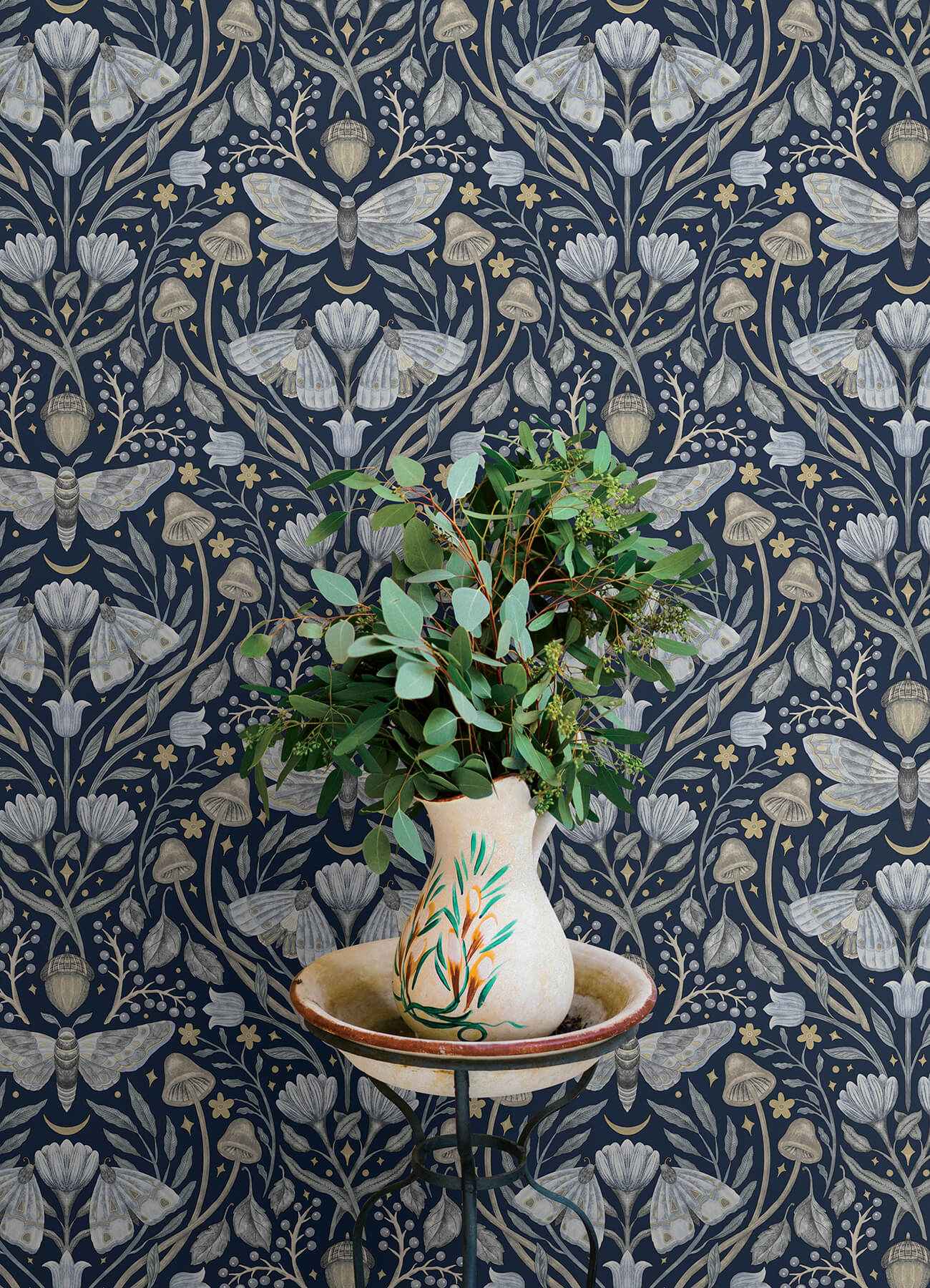 Mystic Moth Navy Forest Magic Wallpaper - York Wallcoverings - 4169-83118
