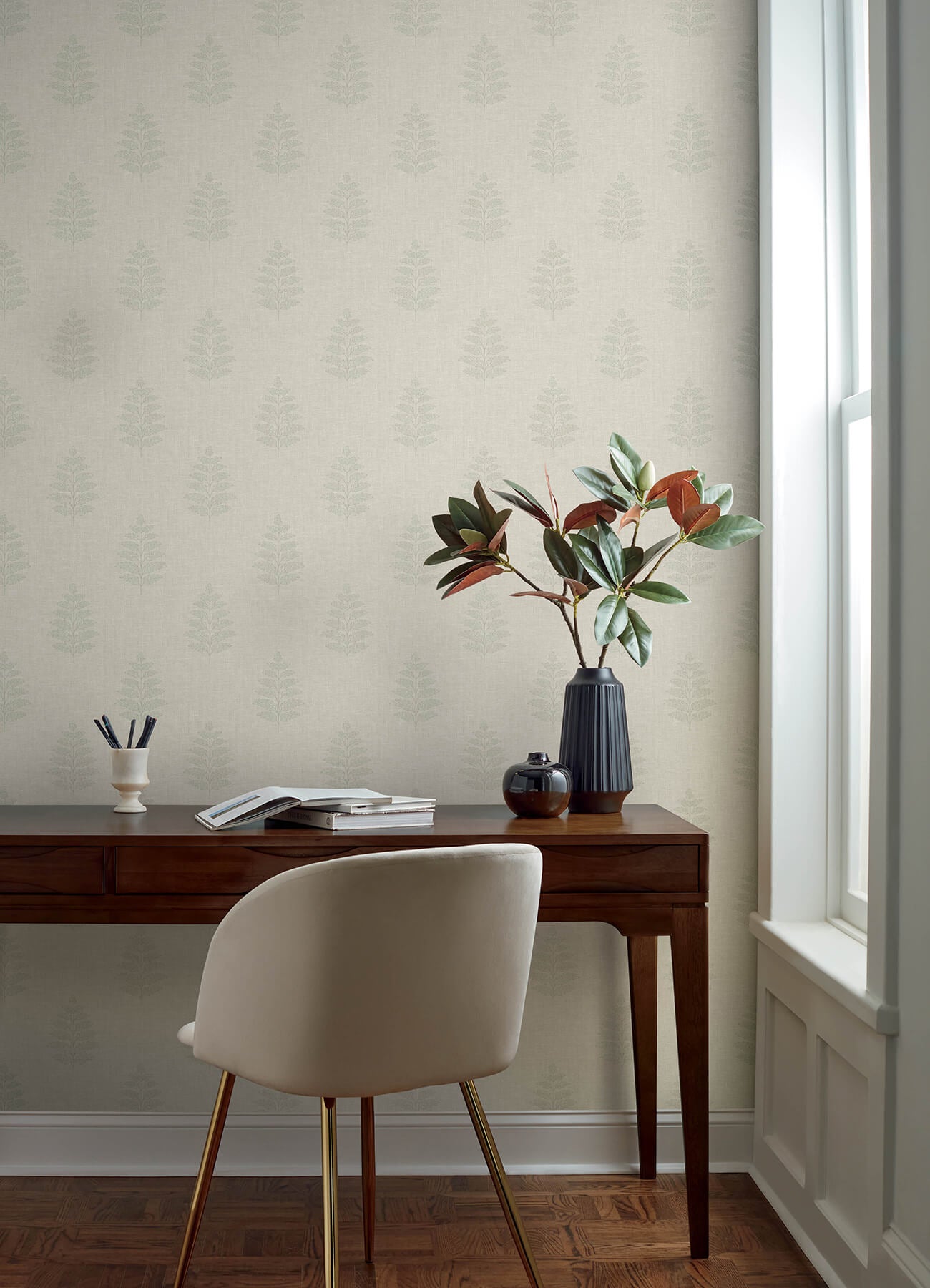 frond-beige-leaf-wallpaper-york-wallcoverings-4169-83129 - York Wallcoverings Wallpaper