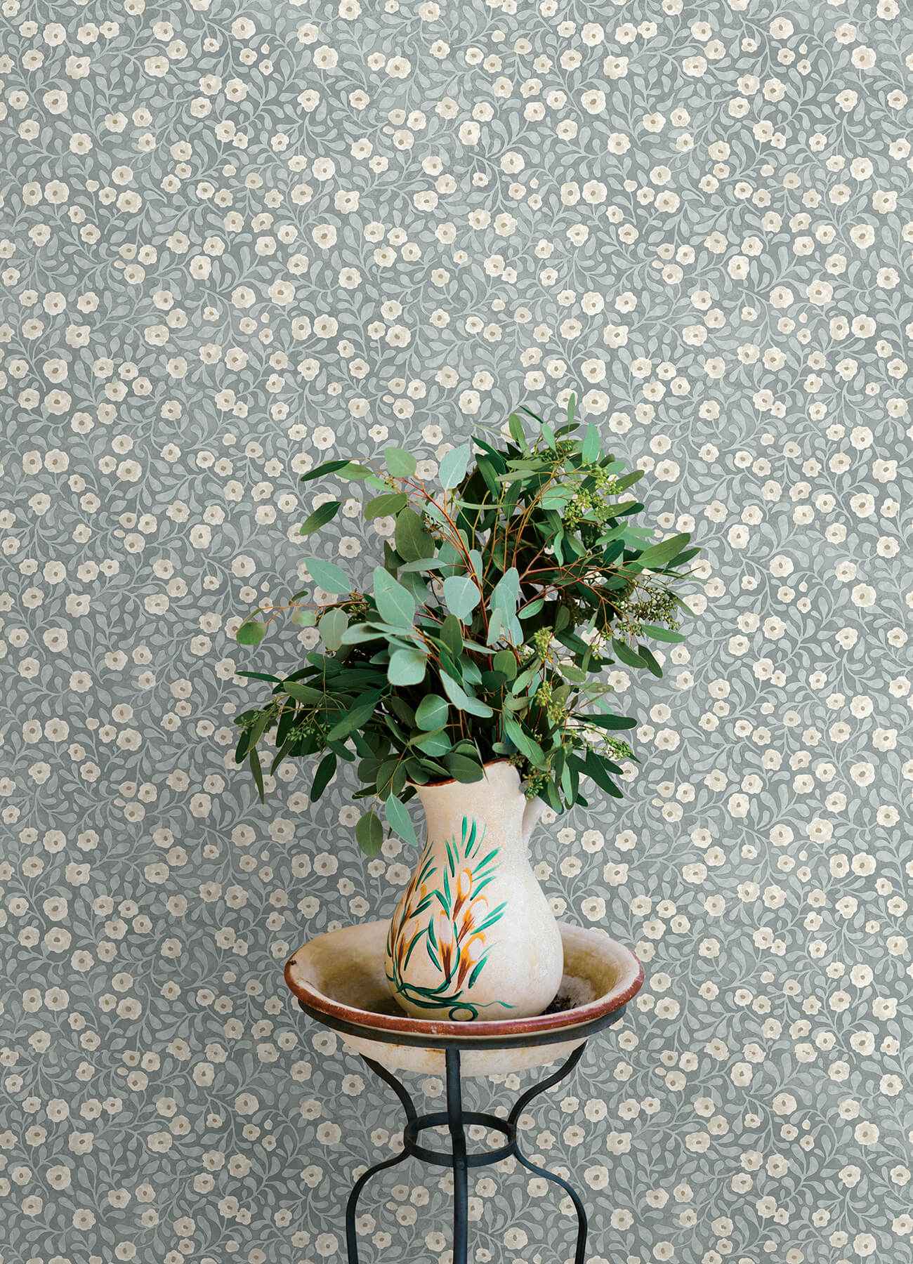 Poppy Trail Light Blue Floral Wallpaper - York Wallcoverings - 4169-83134