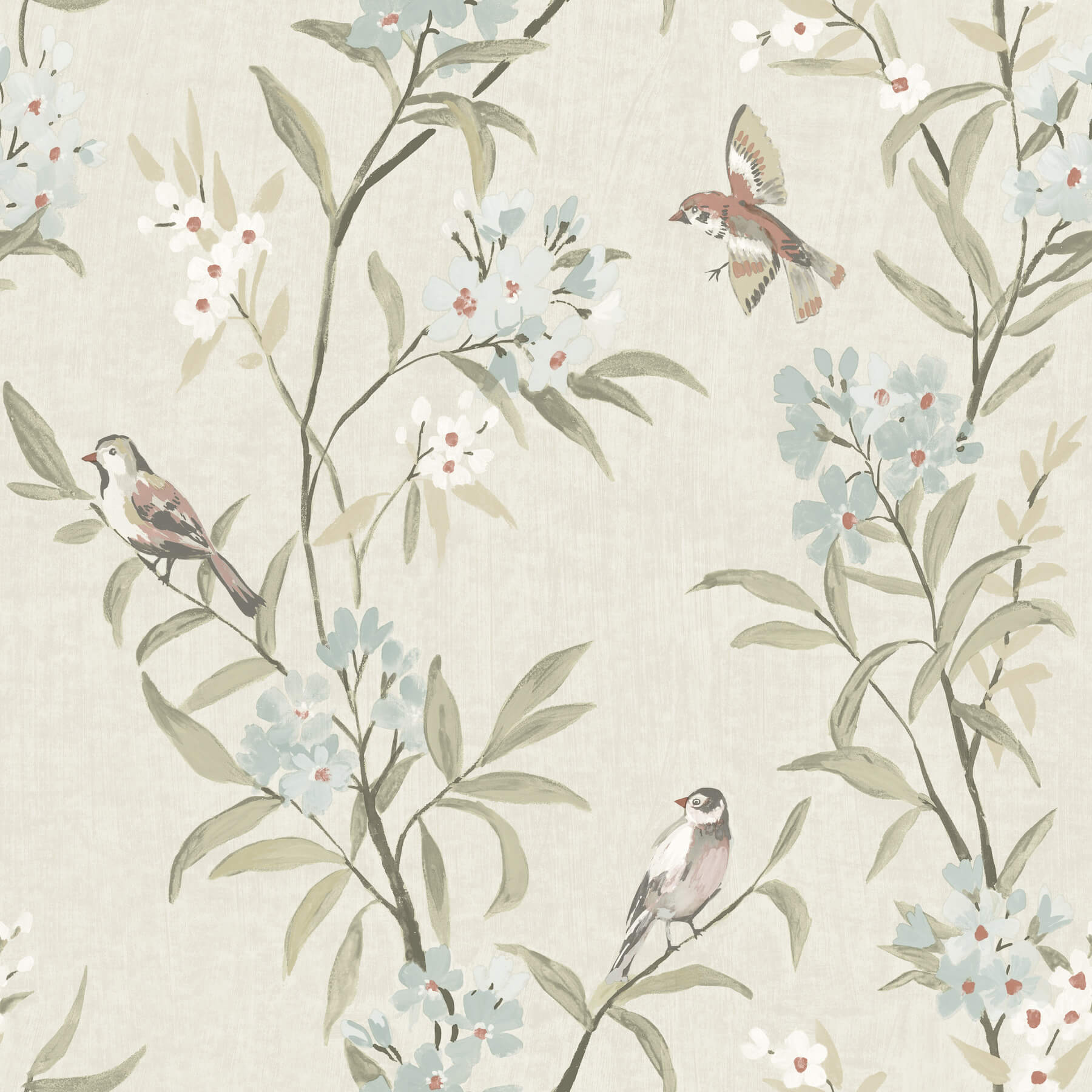 tea-olive-beige-finch-frolic-wallpaper-york-wallcoverings-4169-83137 - York Wallcoverings Wallpaper