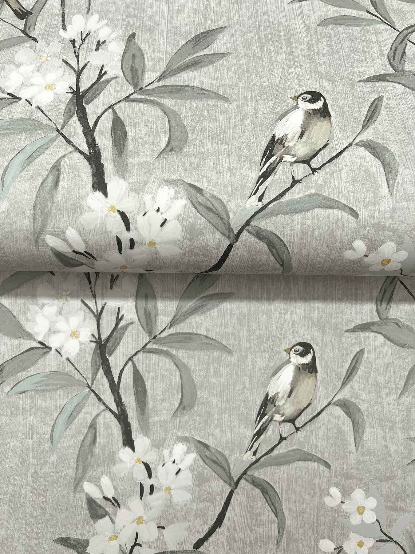 Tea Olive Gray Finch Frolic Wallpaper - York Wallcoverings - 4169-83141 - York Wallcoverings Wallpaper