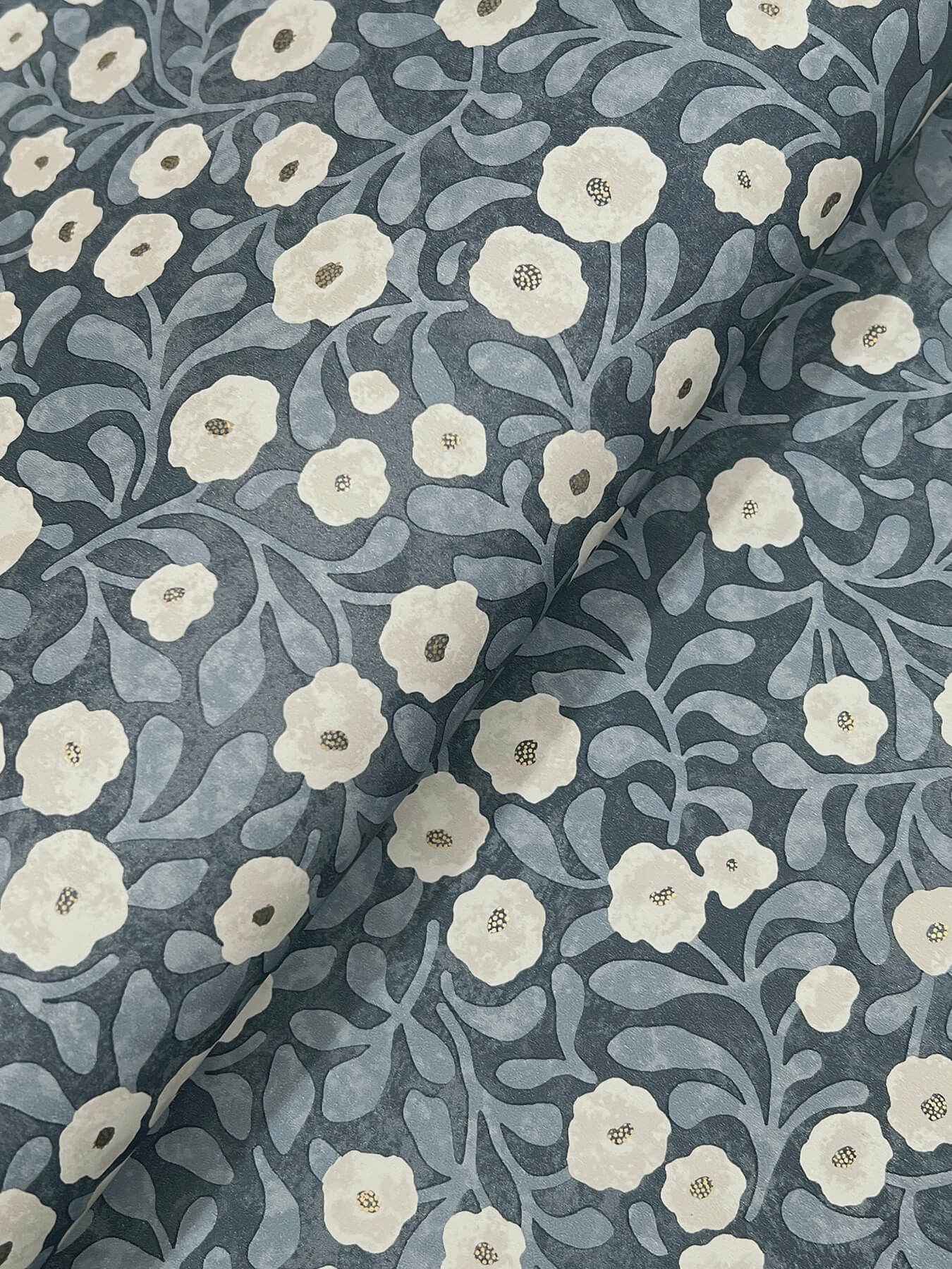 Poppy Trail Dark Blue Floral Wallpaper - York Wallcoverings - 4169-83135 - York Wallcoverings Wallpaper