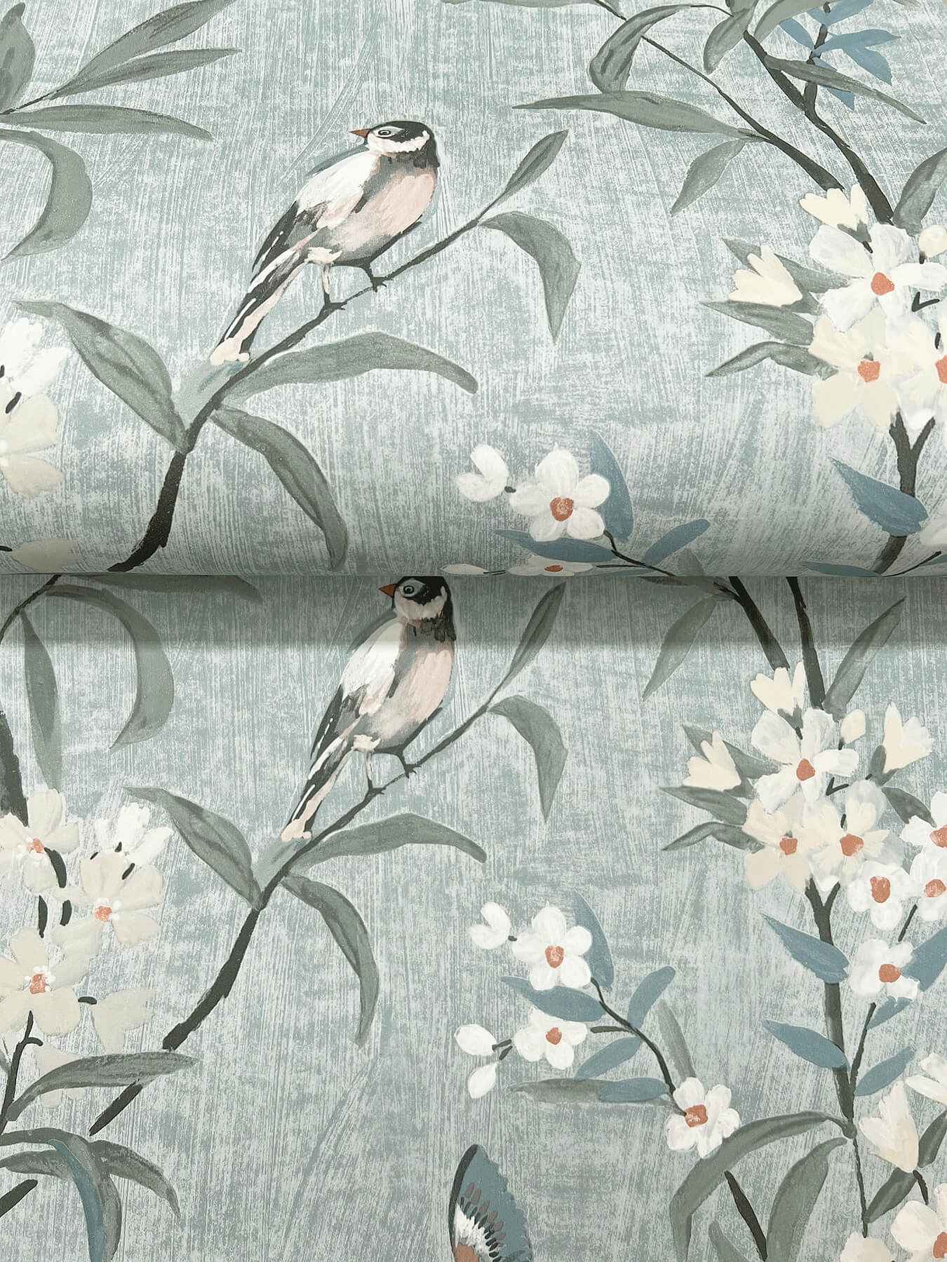 Tea Olive Blue Finch Frolic Wallpaper - York Wallcoverings - 4169-83139 - York Wallcoverings Wallpaper