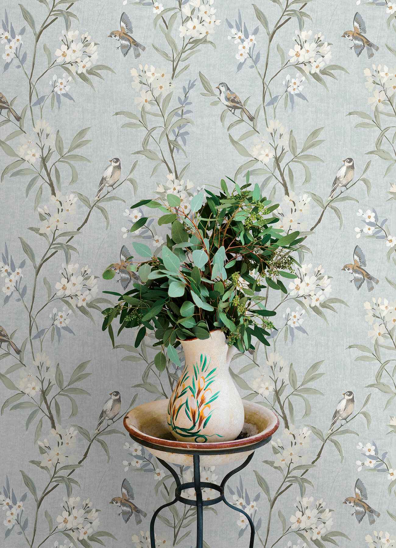Tea Olive Light Blue Finch Frolic Wallpaper - York Wallcoverings - 4169-83140 - York Wallcoverings Wallpaper