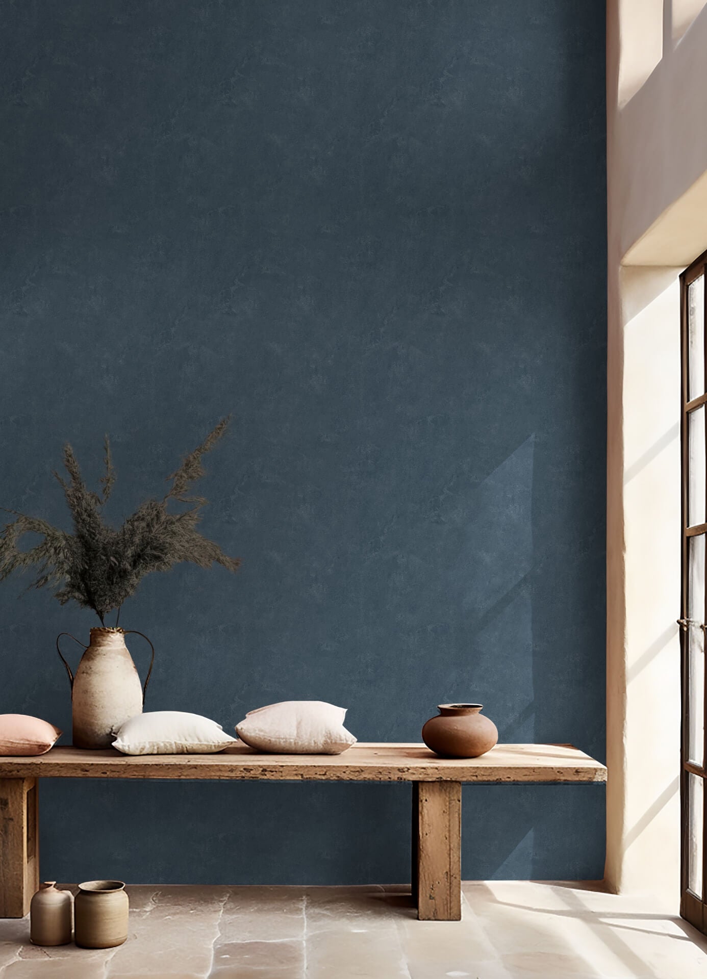 mr-kate-daphne-limewash-moody-blue-peel-and-stick-wallpaper-york-wallcoverings-rmws1310 - York Wallcoverings Wallpaper
