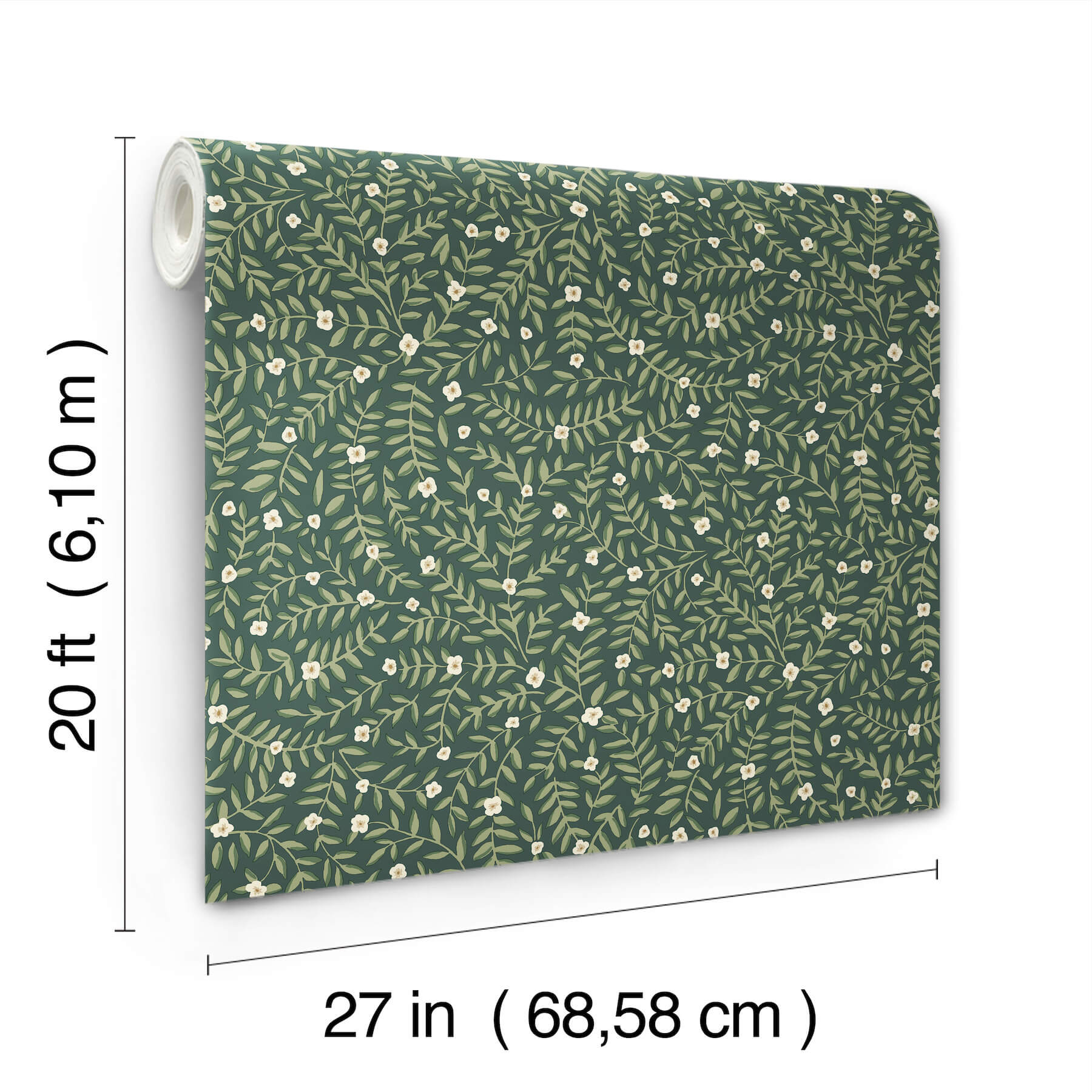elodie-evergreen-petite-floral-premium-peel-stick-wallpaper-york-wallcoverings-psw1674rl - York Wallpaper Wallpaper