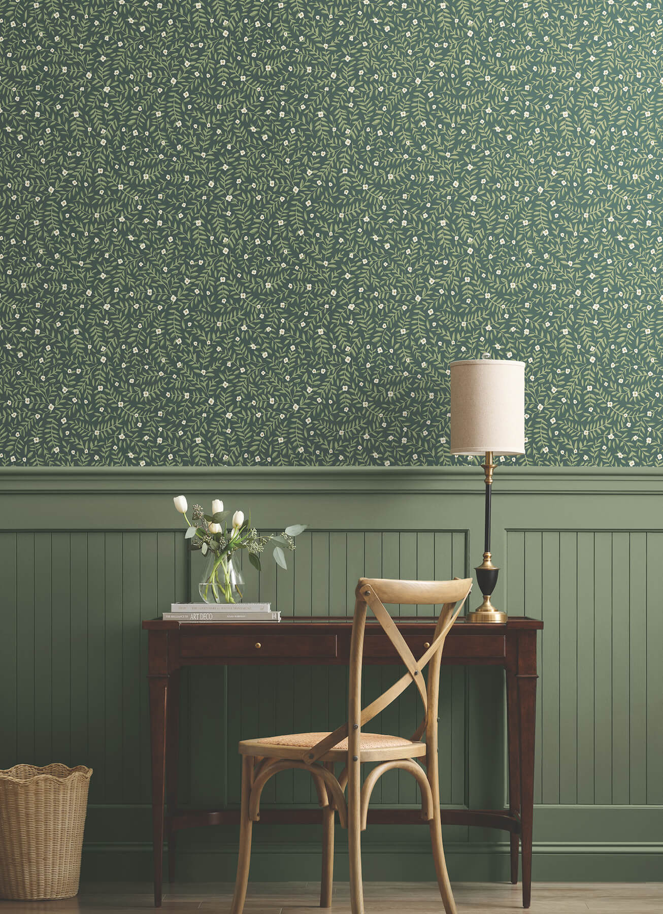 elodie-evergreen-petite-floral-premium-peel-stick-wallpaper-york-wallcoverings-psw1674rl - York Wallpaper Wallpaper