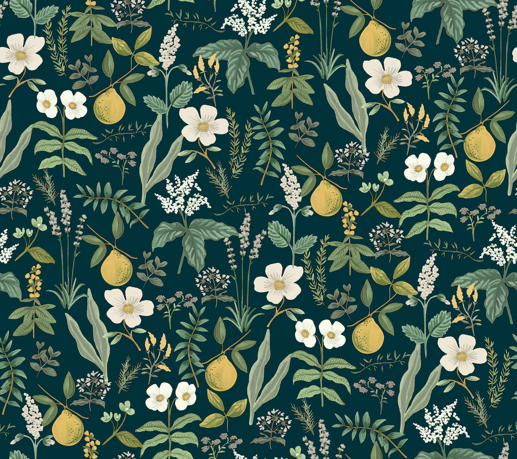 herb-garden-navy-botanical-premium-peel-stick-wallpaper-york-wallcoverings-psw1677rl - York Wallcoverings Wallpaper
