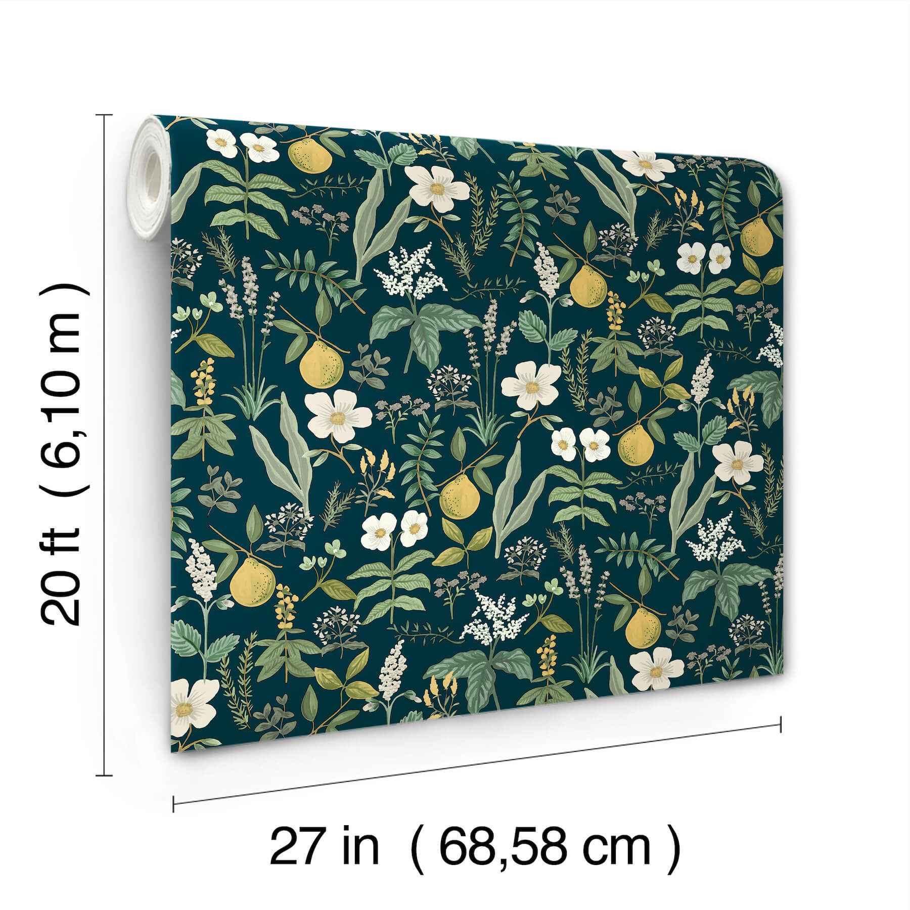 Herb Garden Navy Botanical Premium Peel + Stick Wallpaper - York Wallcoverings - PSW1677RL - York Wallcoverings Wallpaper
