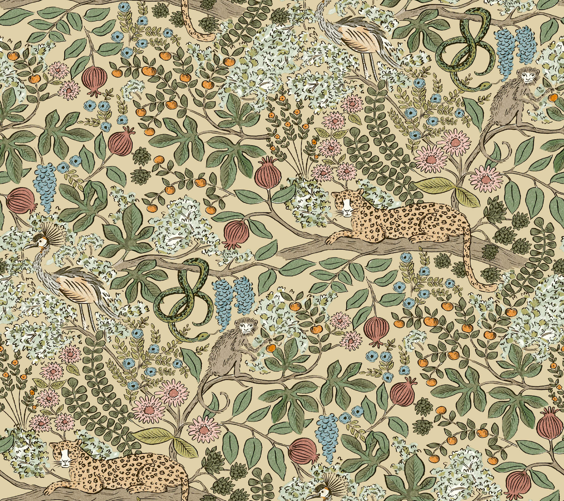 safari-beige-jungle-toile-premium-peel-stick-wallpaper-york-wallcoverings-psw1679rl - York Wallcoverings Wallpaper
