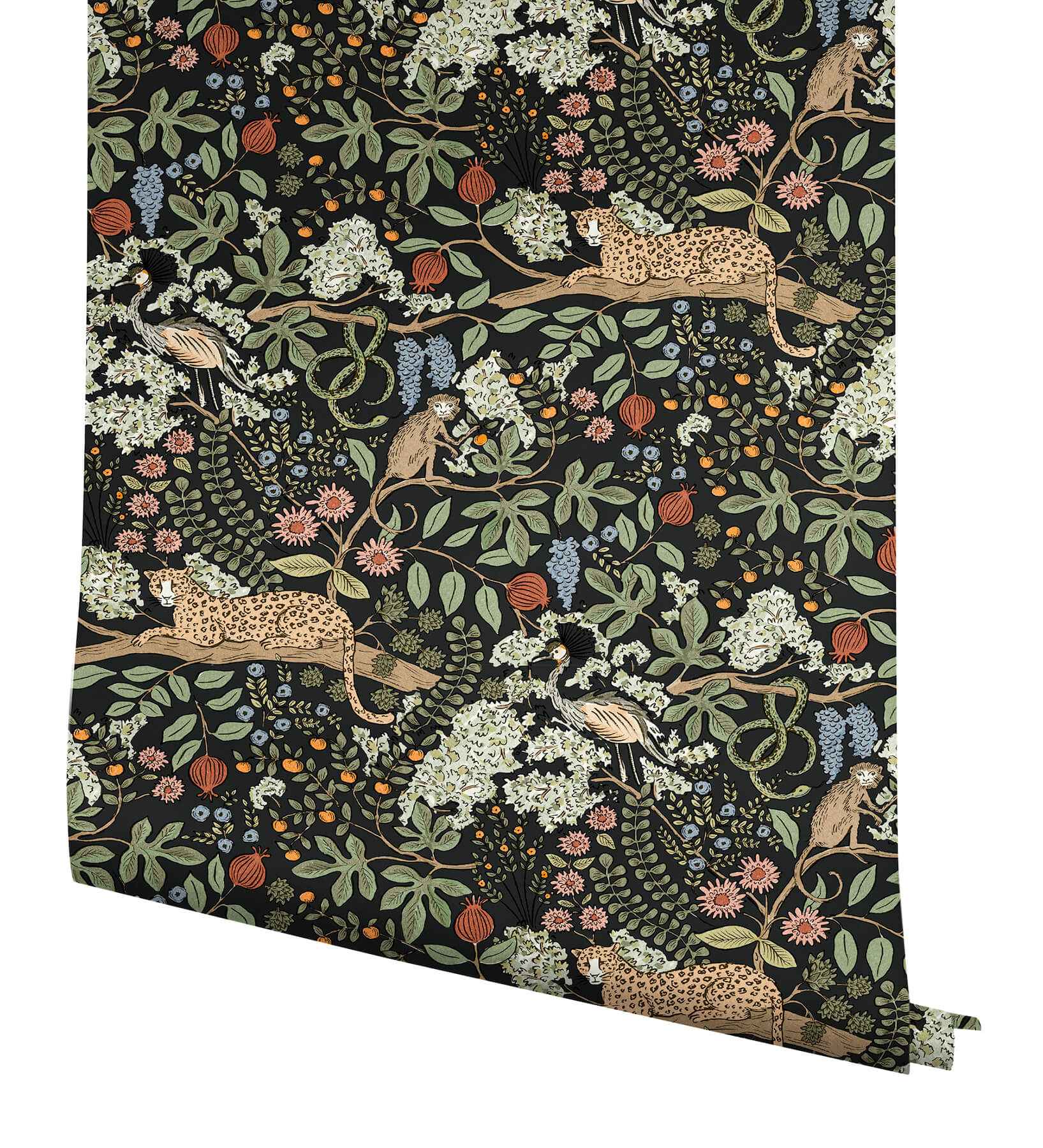 Safari Black Jungle Toile Premium Peel + Stick Wallpaper - York Wallcoverings - PSW1680RL