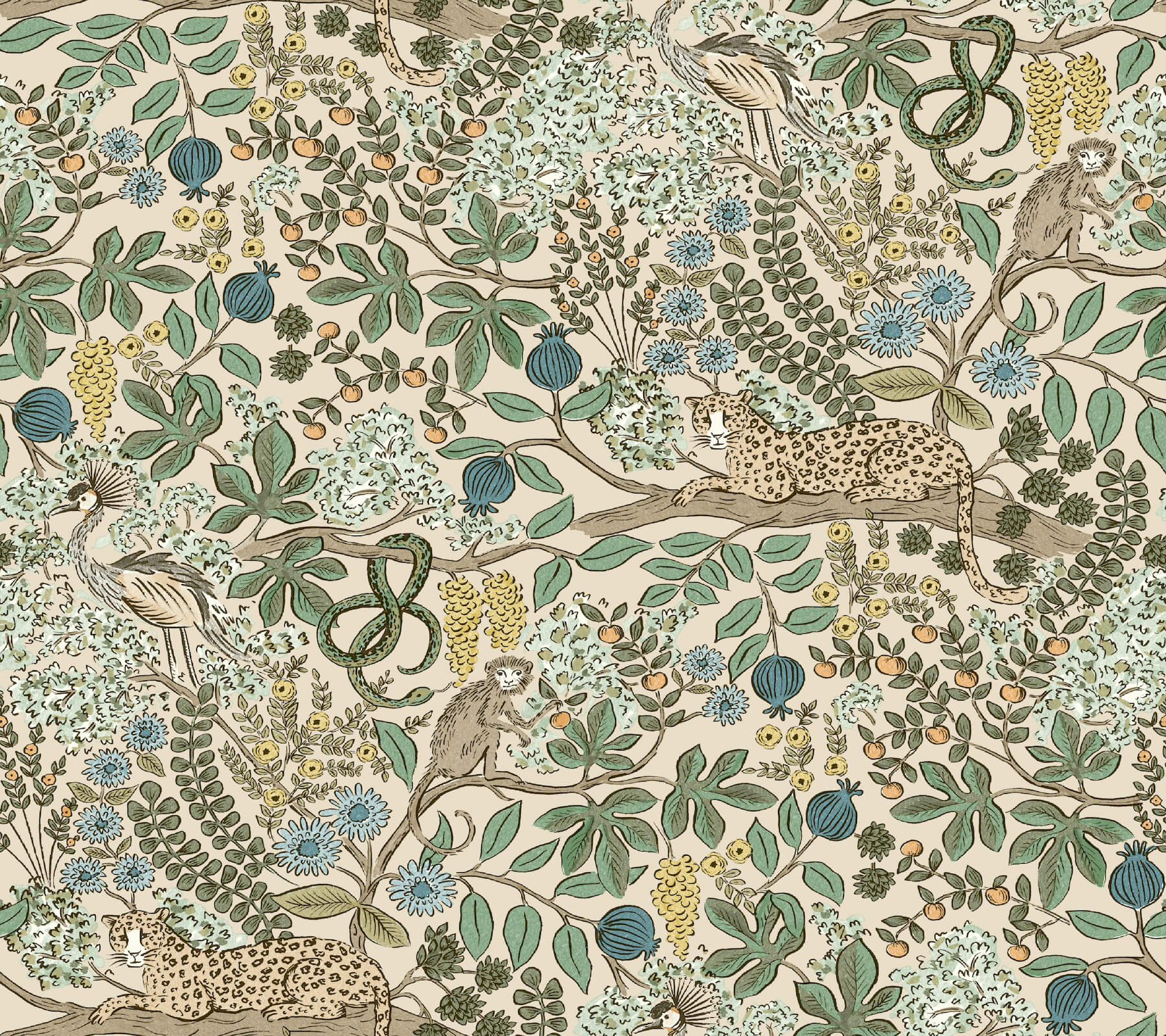 safari-cream-jungle-toile-premium-peel-stick-wallpaper-york-wallcoverings-psw1681rl - York Wallcoverings Papel pintado