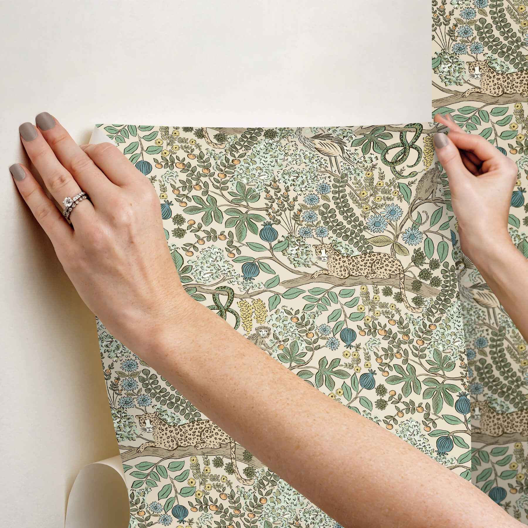 Safari Cream Jungle Toile Premium Peel + Stick Wallpaper - York Wallcoverings - PSW1681RL - York Wallcoverings Papel pintado