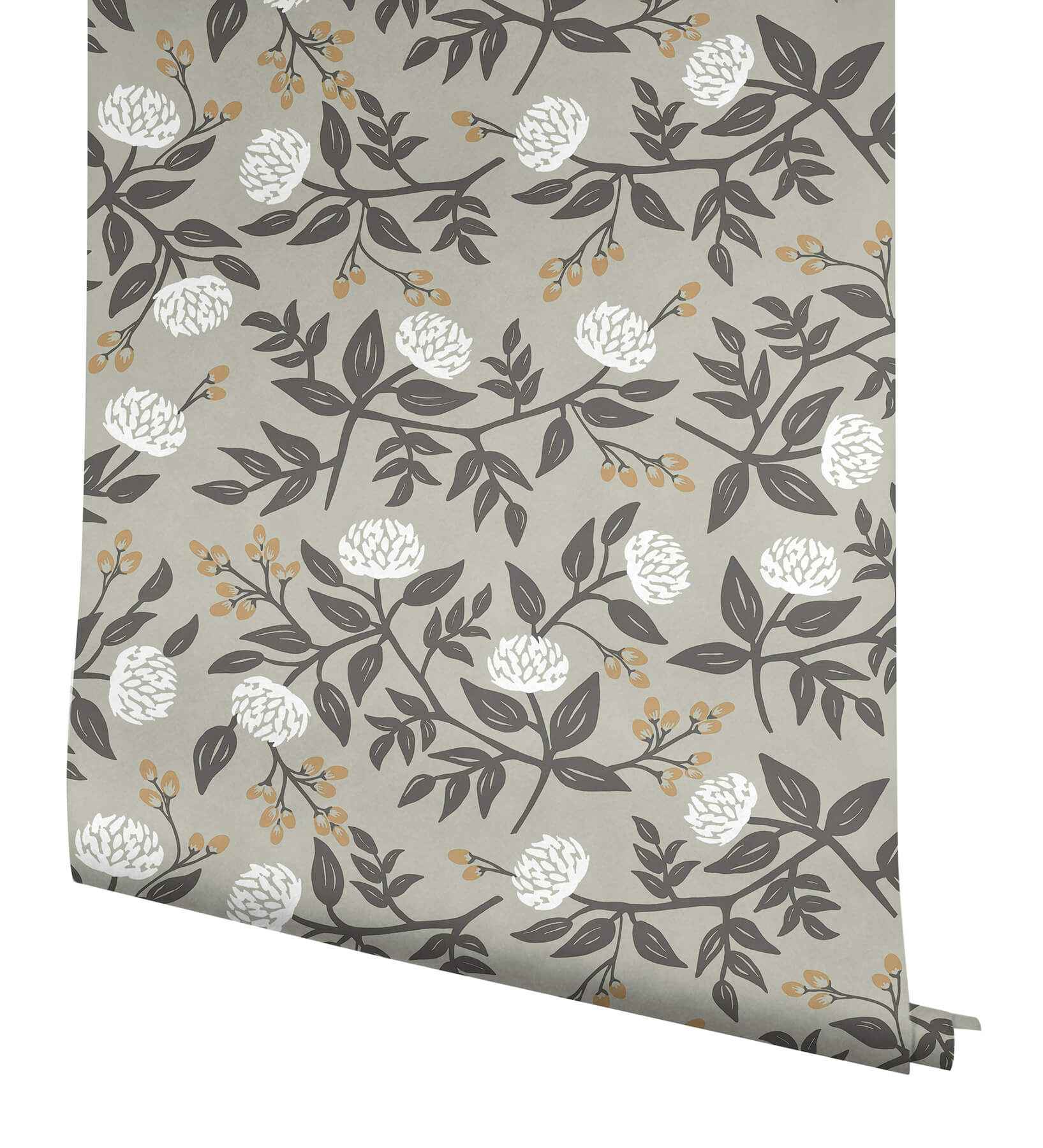 Peonies Grey Floral Premium Peel + Stick Wallpaper - York Wallcoverings - PSW1688RL - York Wallcoverings Wallpaper