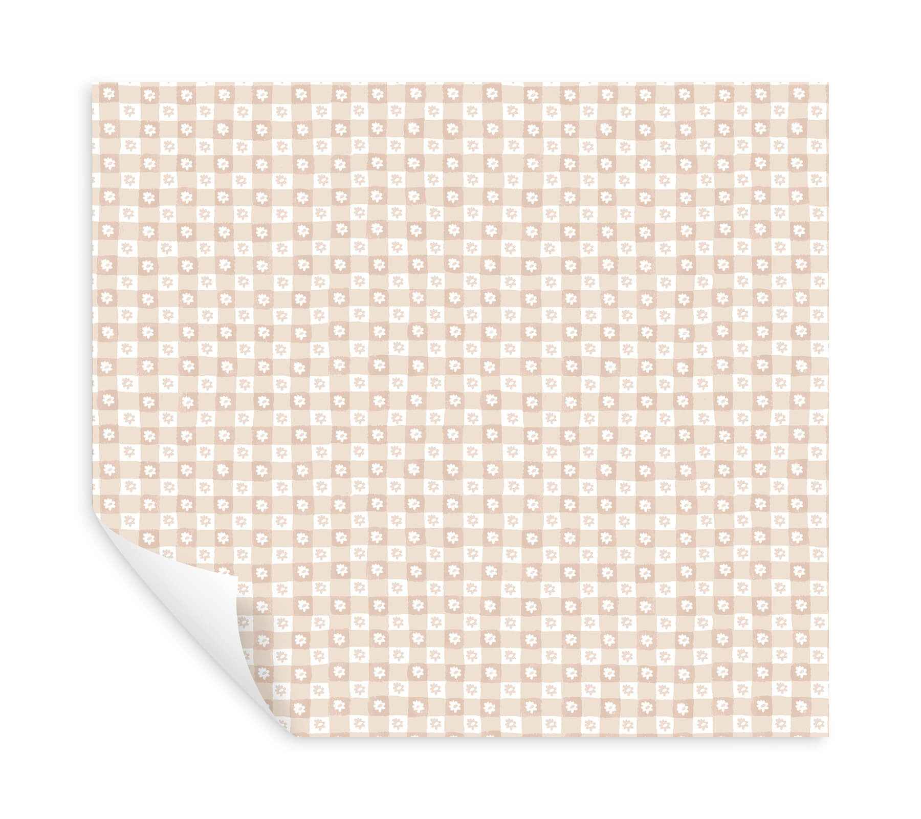 Daisy Gingham Blush Floral Check Premium Peel + Stick Wallpaper - York Wallcoverings - PSW1690RL - York Wallcoverings Wallpaper