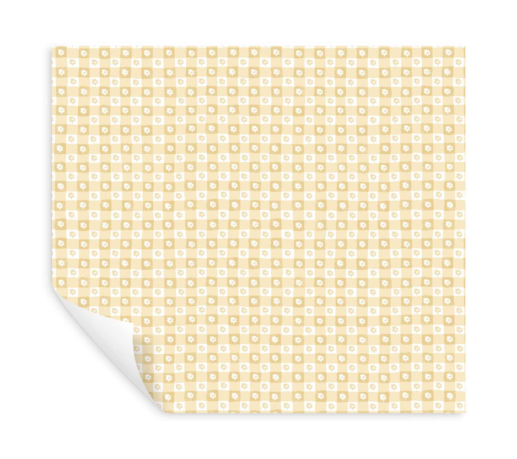 Daisy Gingham Yellow Floral Check Premium Peel + Stick Wallpaper - York Wallcoverings - PSW1692RL - York Wallcoverings Wallpaper