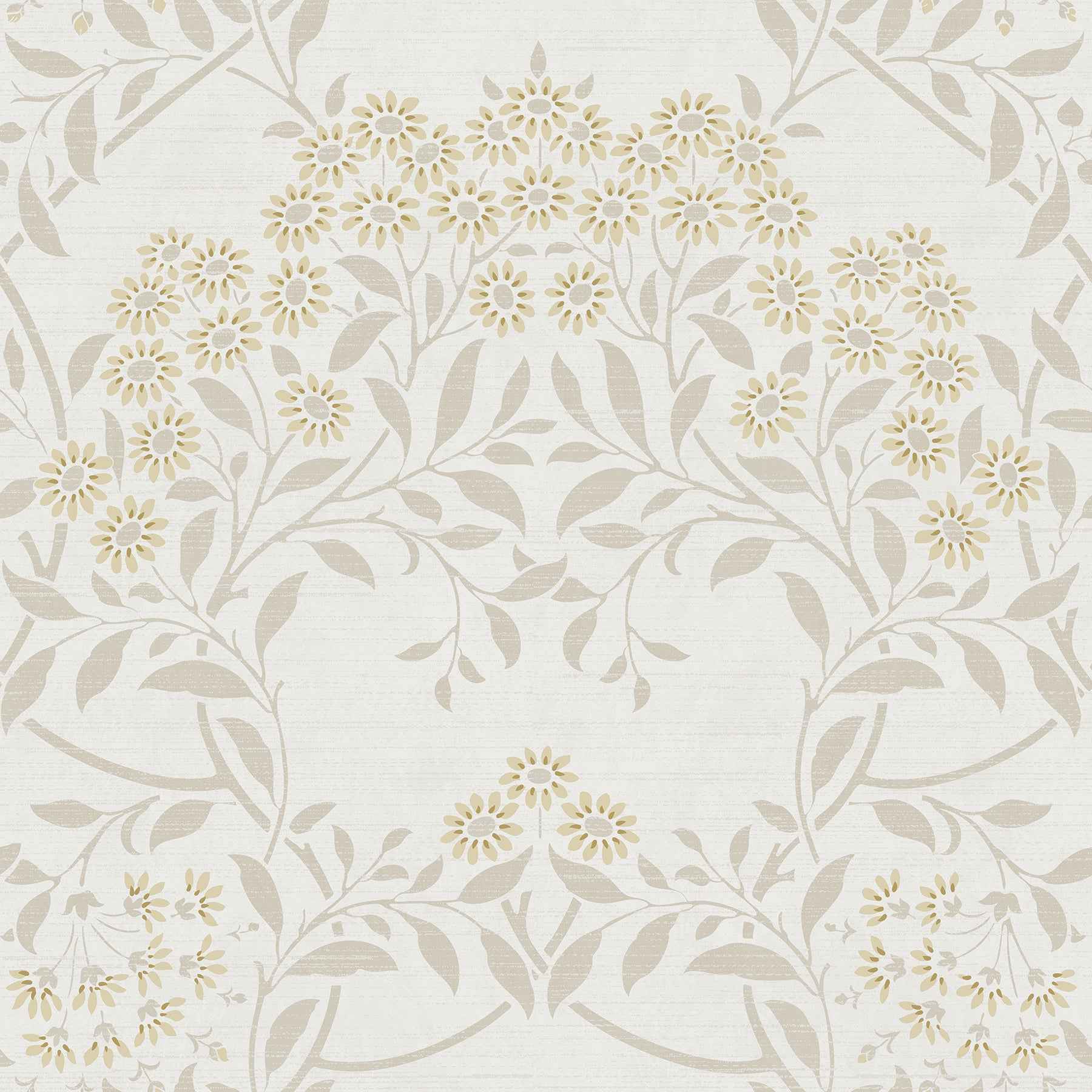 Penelope Light Yellow Floral Damask Wallpaper - York Wallcoverings - AH100184AH
