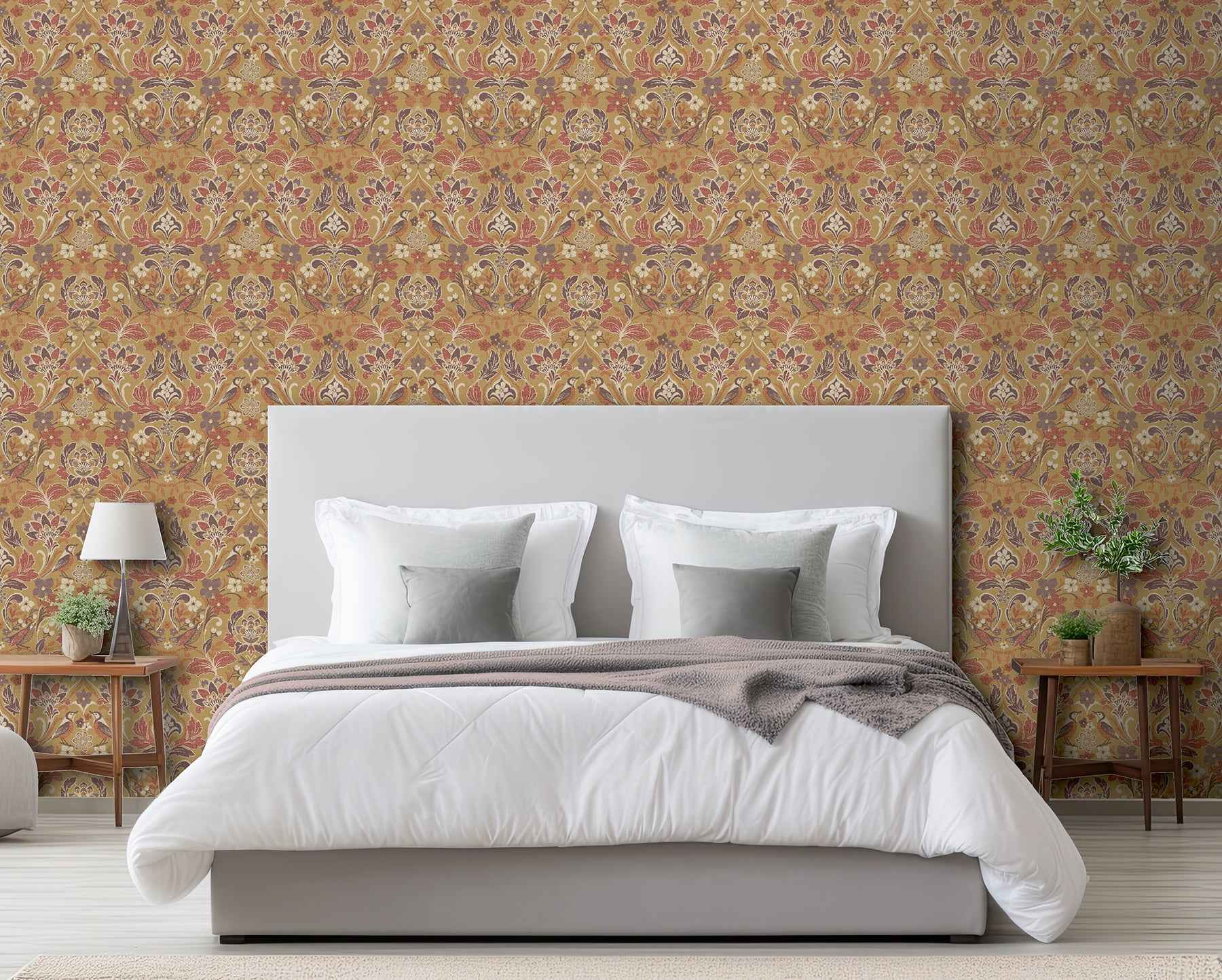 Birdy Yellow Nuthatch Floral Wallpaper - York Wallcoverings - AH100198AH - York Wallcoverings Wallpaper