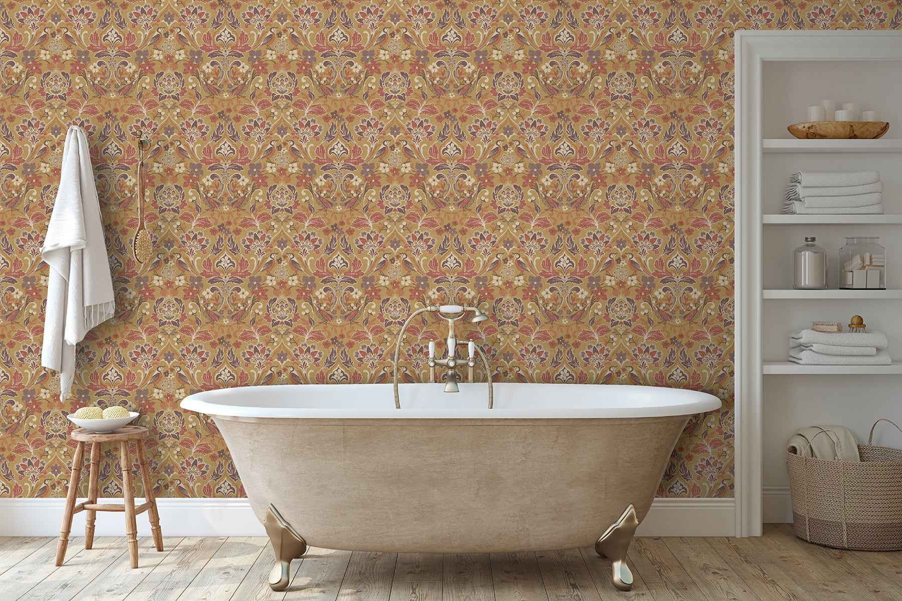 Birdy Yellow Nuthatch Floral Wallpaper - York Wallcoverings - AH100198AH - York Wallcoverings Wallpaper