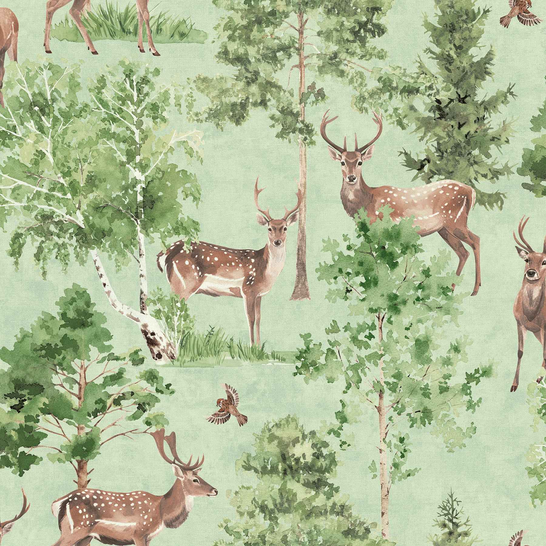 Cletis Neutral Deer Forest Wallpaper - York Wallcoverings - AH100215AH - York Wallcoverings Wallpaper