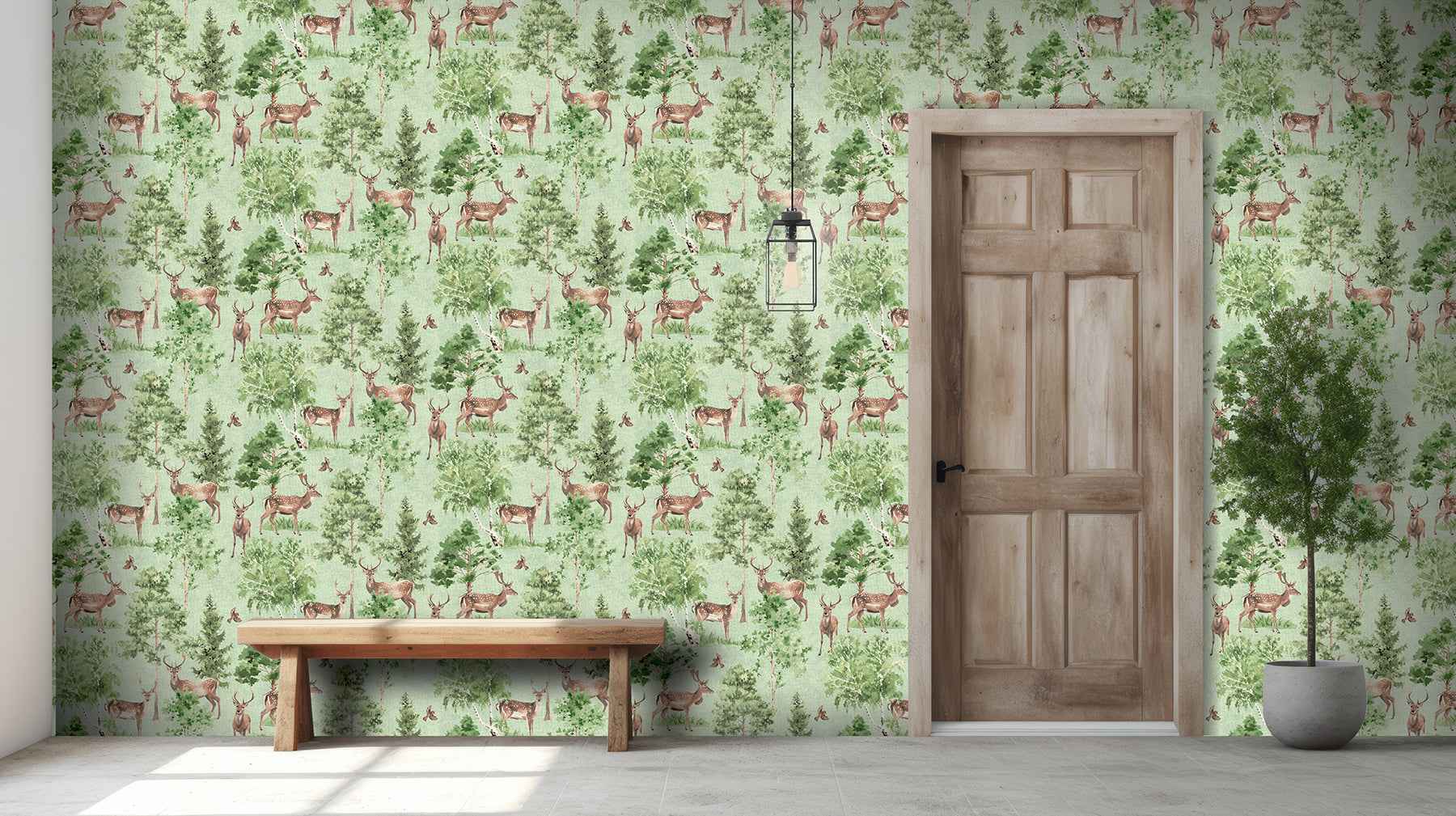 Cletis Neutral Deer Forest Wallpaper - York Wallcoverings - AH100215AH - York Wallcoverings Wallpaper