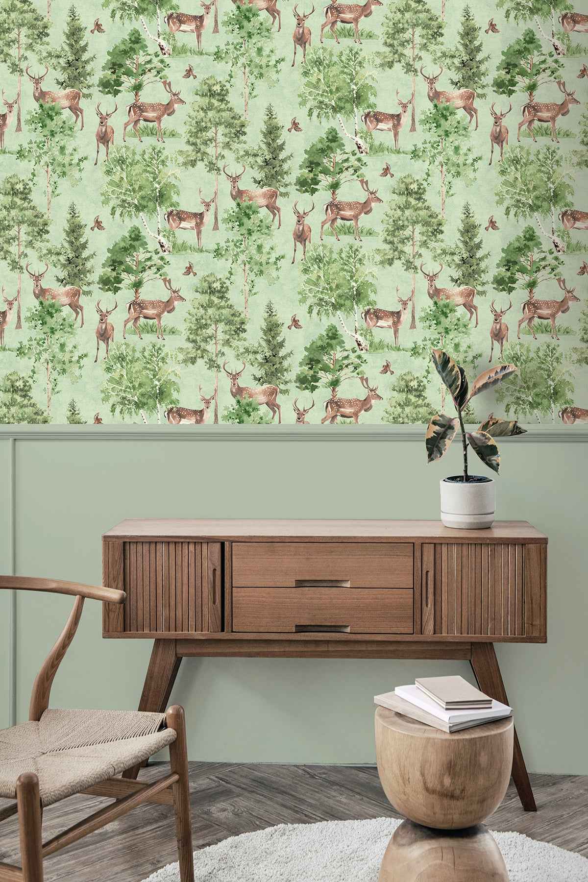 Cletis Neutral Deer Forest Wallpaper - York Wallcoverings - AH100215AH - York Wallcoverings Wallpaper