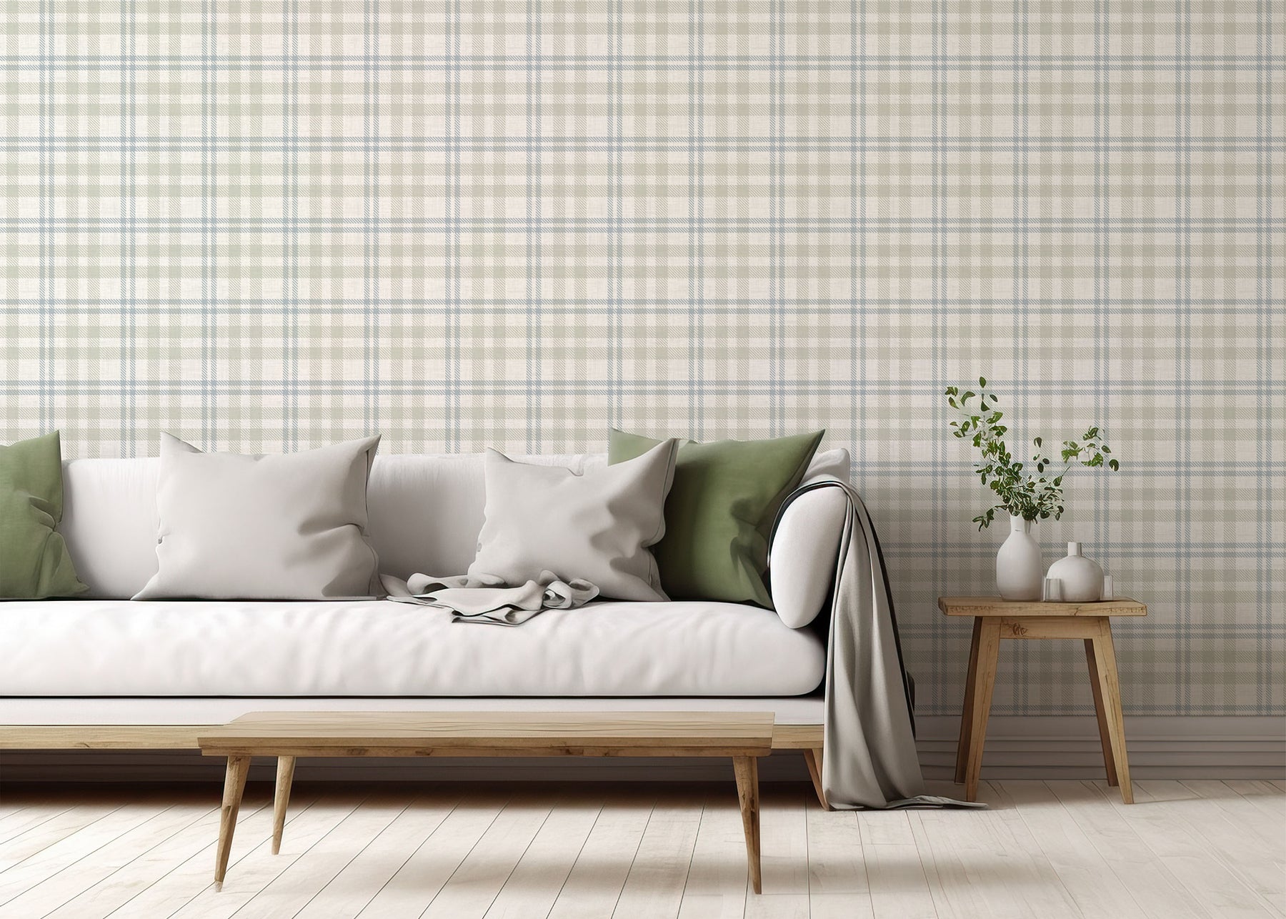corrine-neutral-countryside-check-wallpaper-york-wallcoverings-ah294606 - York Wallcoverings Wallpaper