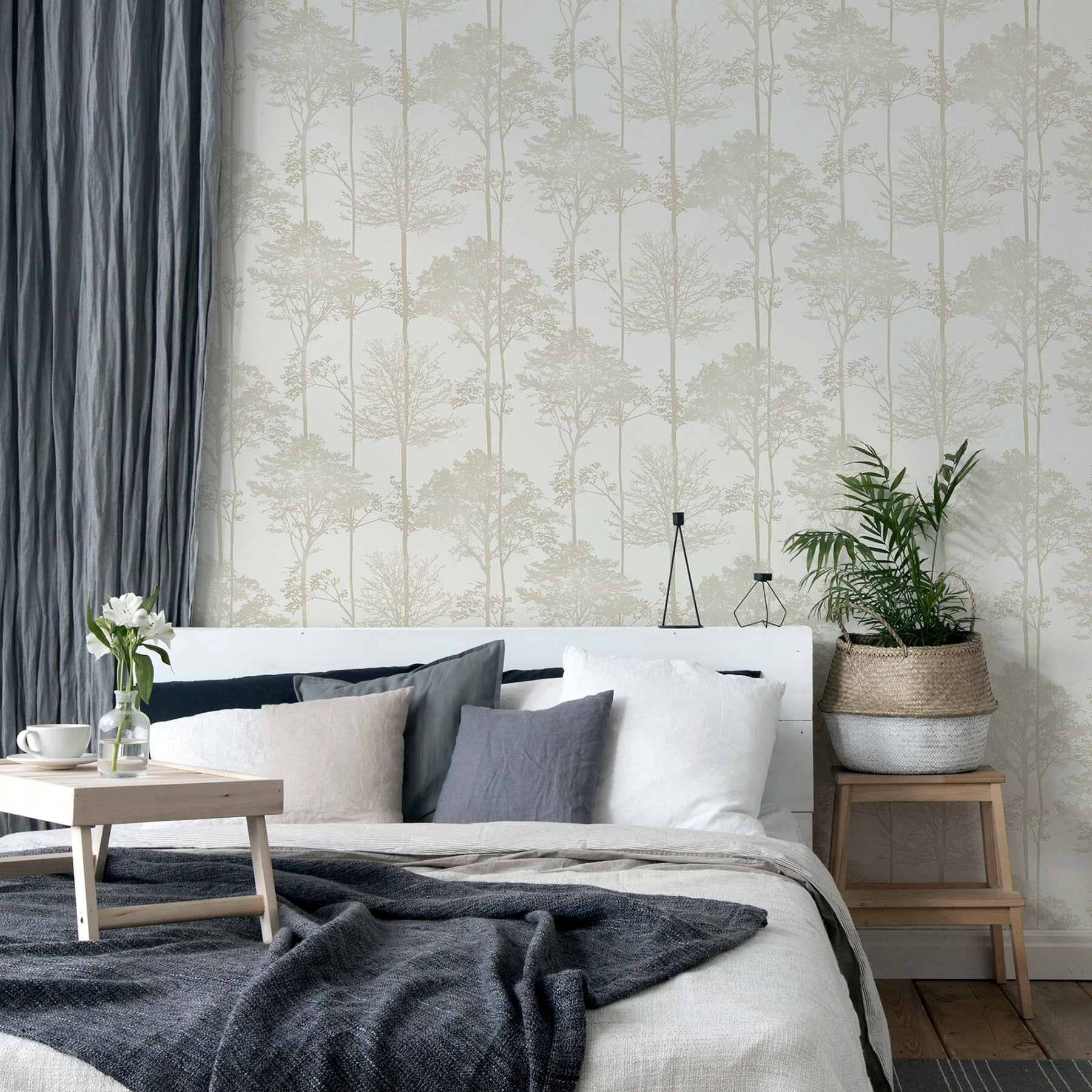 indra-neutral-forest-silhouette-wallpaper-york-wallcoverings-ah296102 - York Wallcoverings Wallpaper