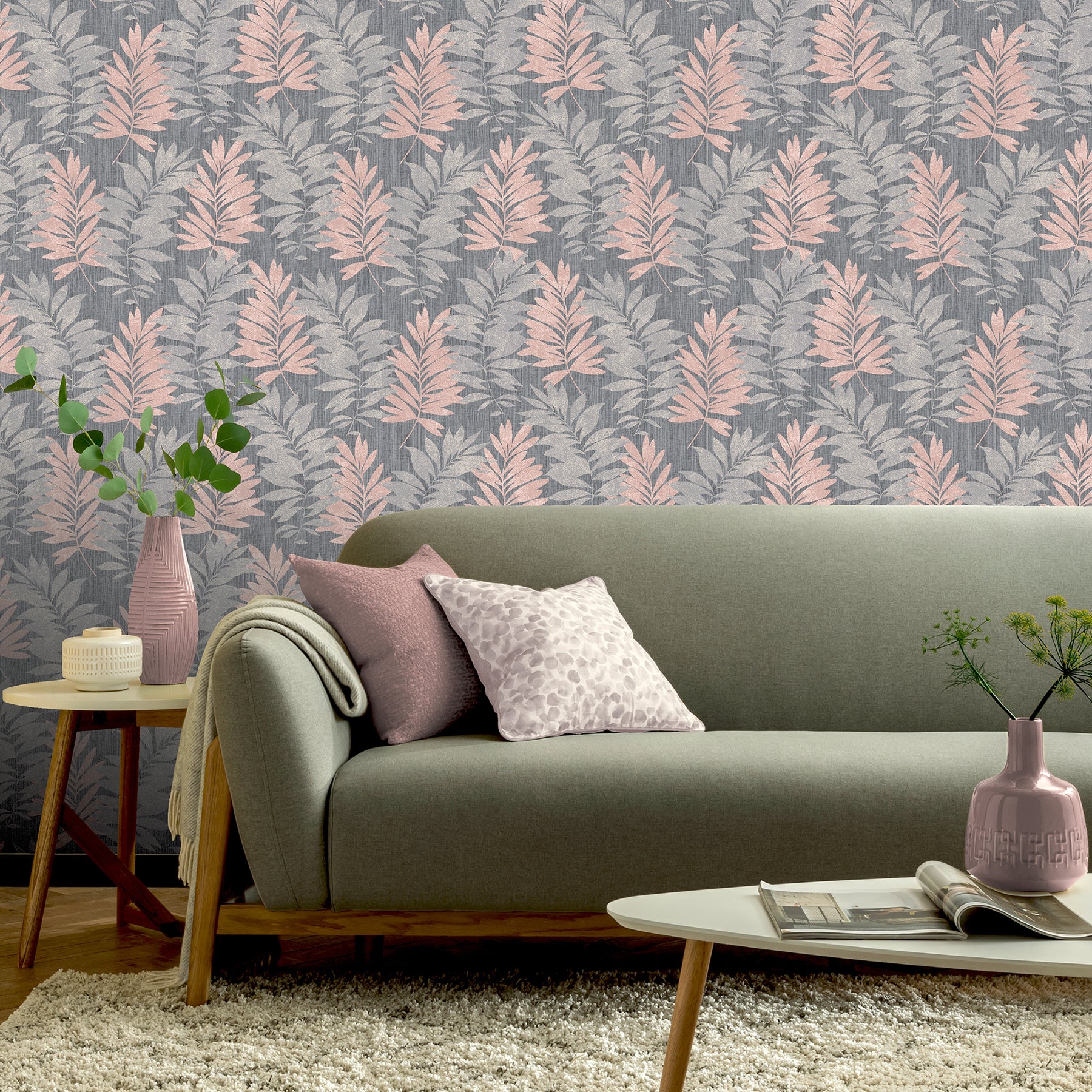 bernis-slate-palm-leaf-wallpaper-york-wallcoverings-ah296200 - York Wallcoverings Wallpaper