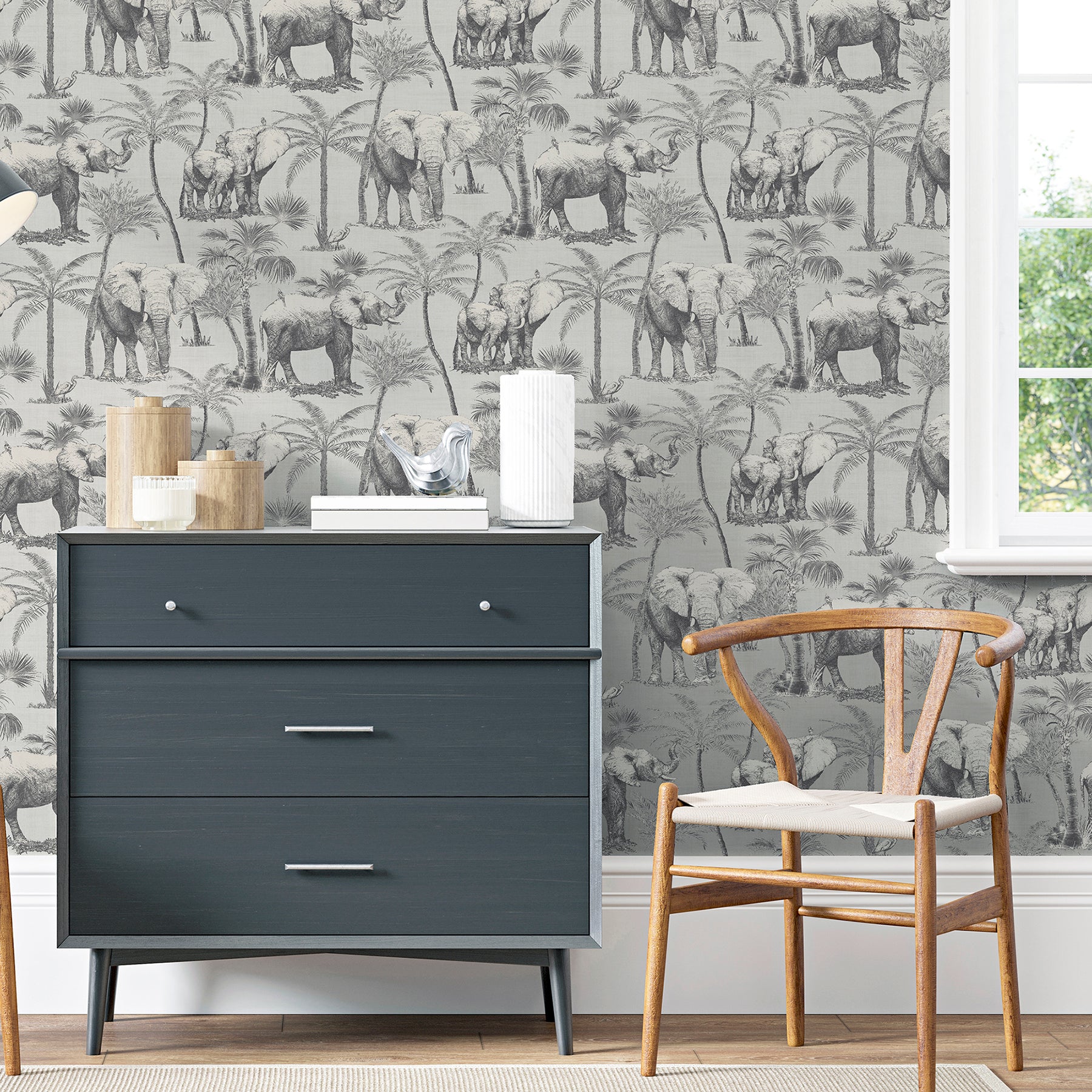 adelia-neutral-elephant-grove-wallpaper-york-wallcoverings-ah296700 - York Wallcoverings Wallpaper