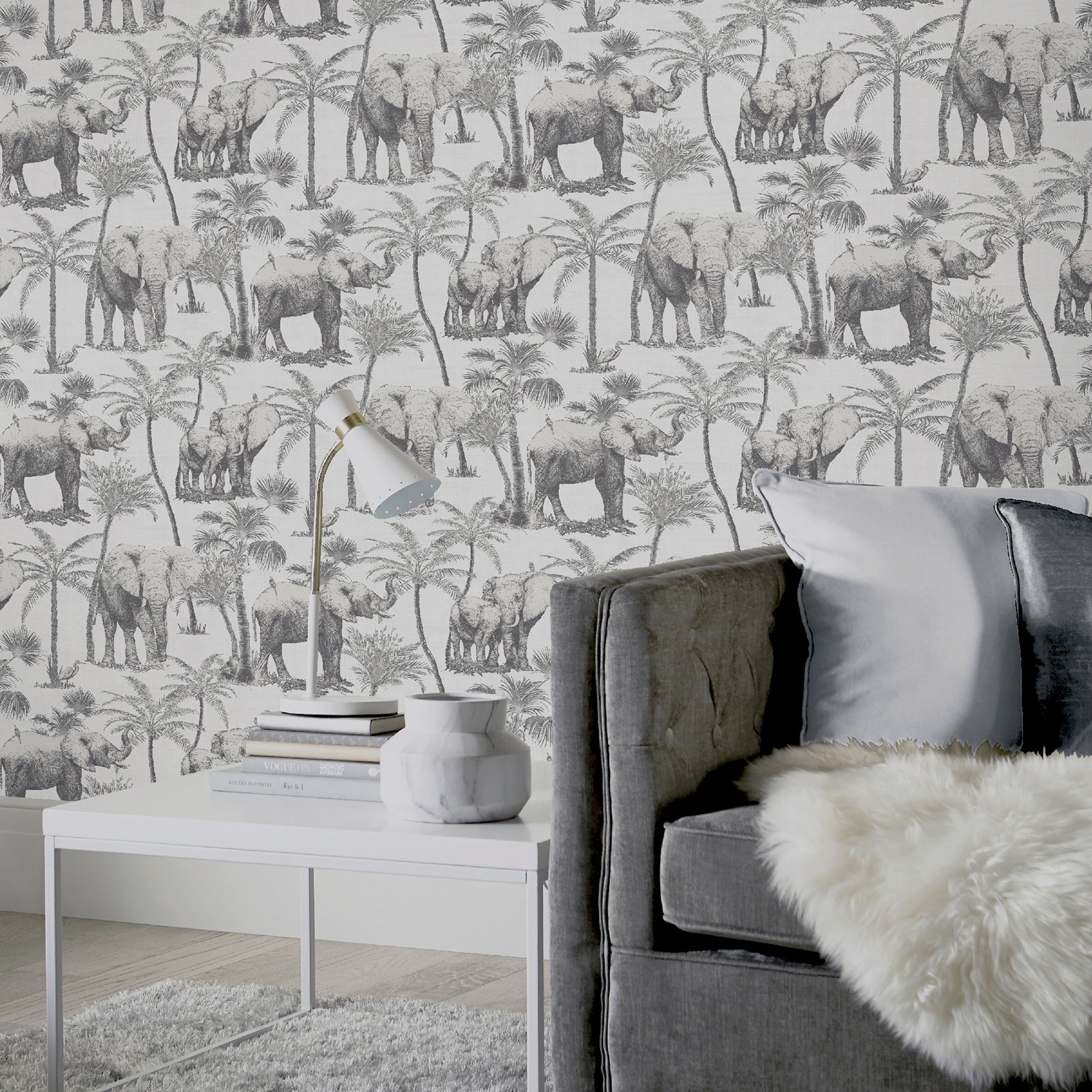 adelia-neutral-elephant-grove-wallpaper-york-wallcoverings-ah296700 - York Wallcoverings Wallpaper