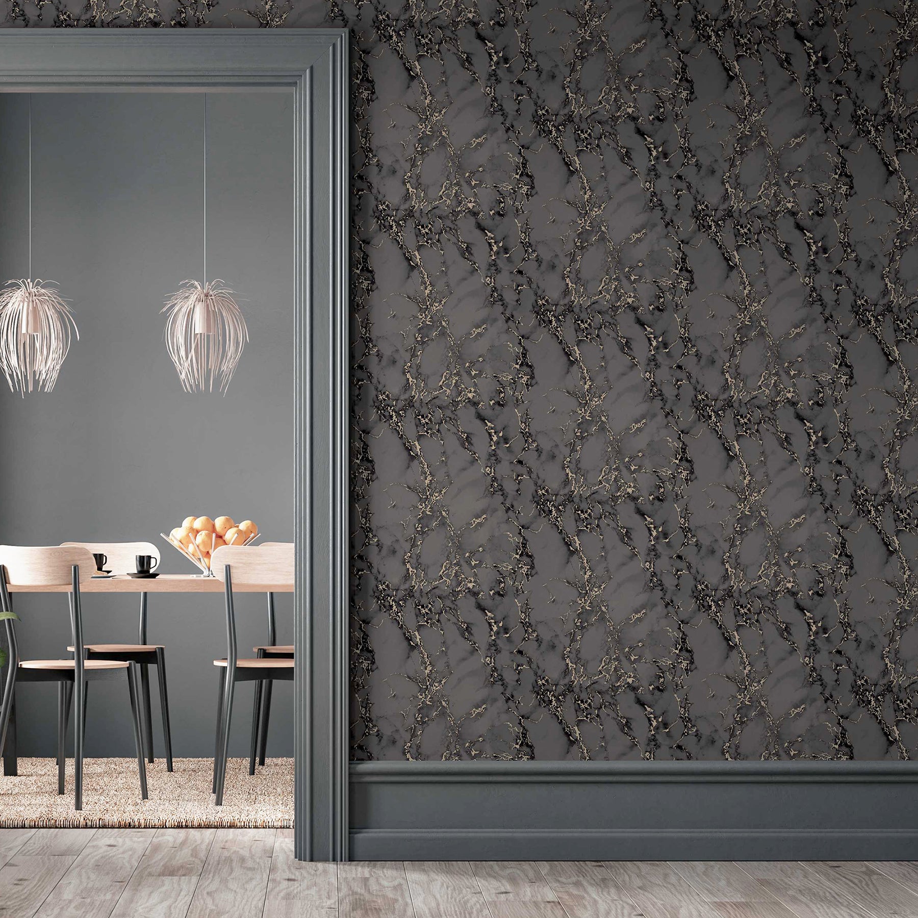 siward-charcoal-metallic-marble-wallpaper-york-wallcoverings-ah296702 - York Wallcoverings Wallpaper