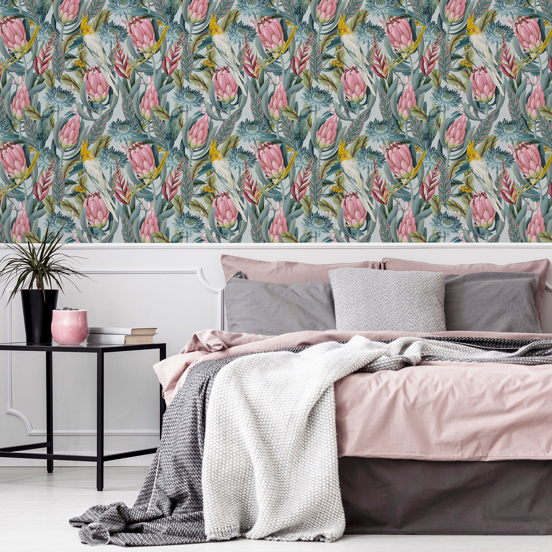 celia-multicolor-tropical-birds-wallpaper-york-wallcoverings-ah297905 - York Wallcoverings Wallpaper