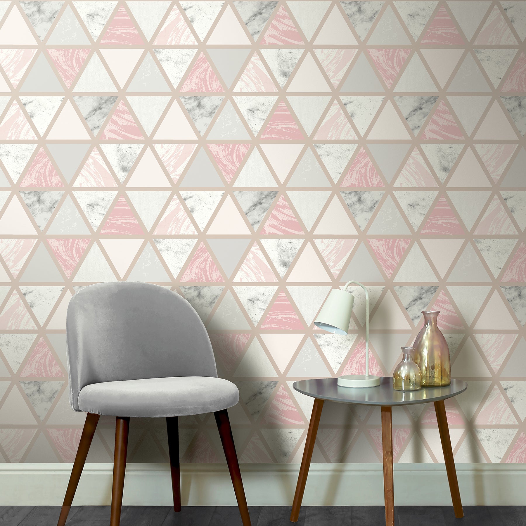 marcy-pink-triangle-grid-wallpaper-york-wallcoverings-ah692205 - York Wallcoverings Wallpaper