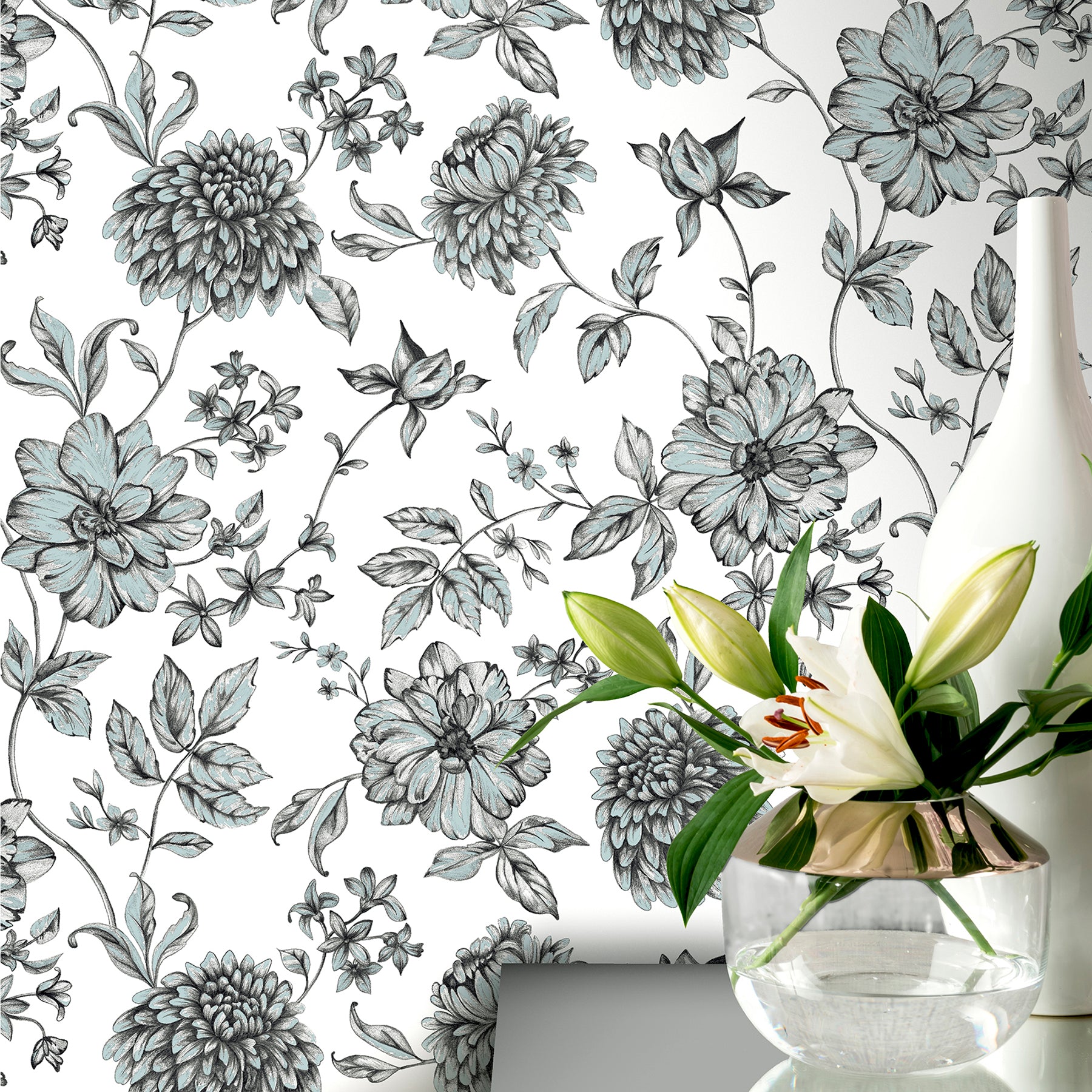 della-black-floral-trail-wallpaper-york-wallcoverings-ah692507 - York Wallcoverings Wallpaper