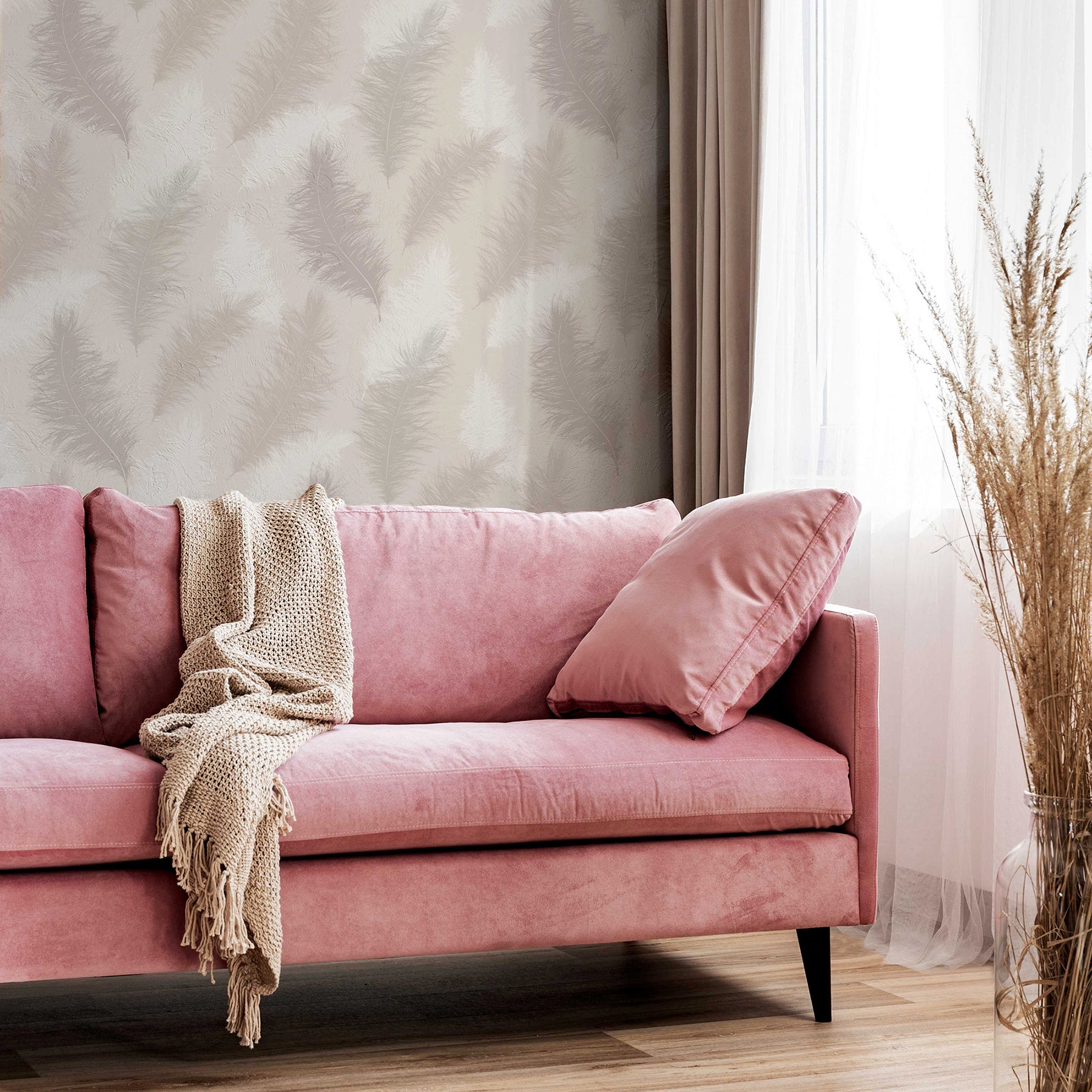 sussurro-pink-feathers-wallpaper-york-wallcoverings-ah901706 - York Wallcoverings Wallpaper