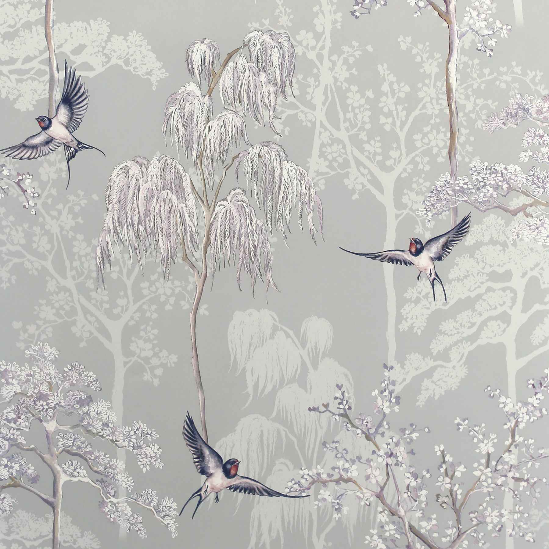 Asuka Grey Sparrow Forest Wallpaper - York Wallcoverings - AH908105 - York Wallcoverings Wallpaper