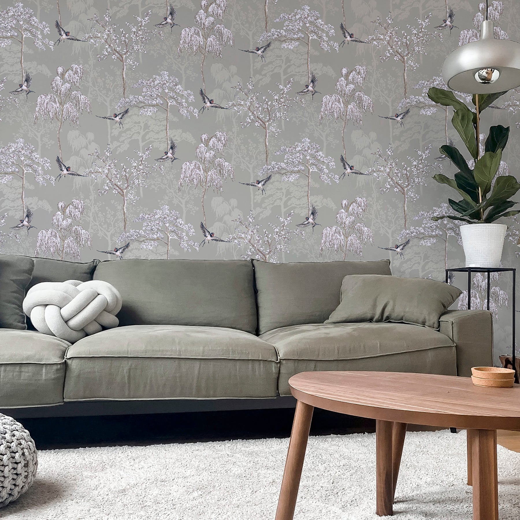asuka-grey-sparrow-forest-wallpaper-york-wallcoverings-ah908105 - York Wallcoverings Wallpaper